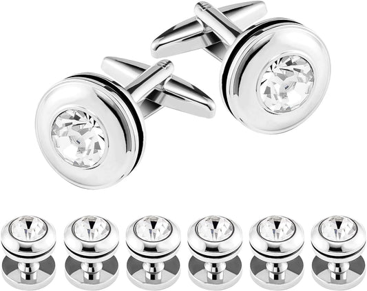 Cufflinks for Men and Tuxedo Shirt Studs Set with Gift Box Stainless Steel Cuff links