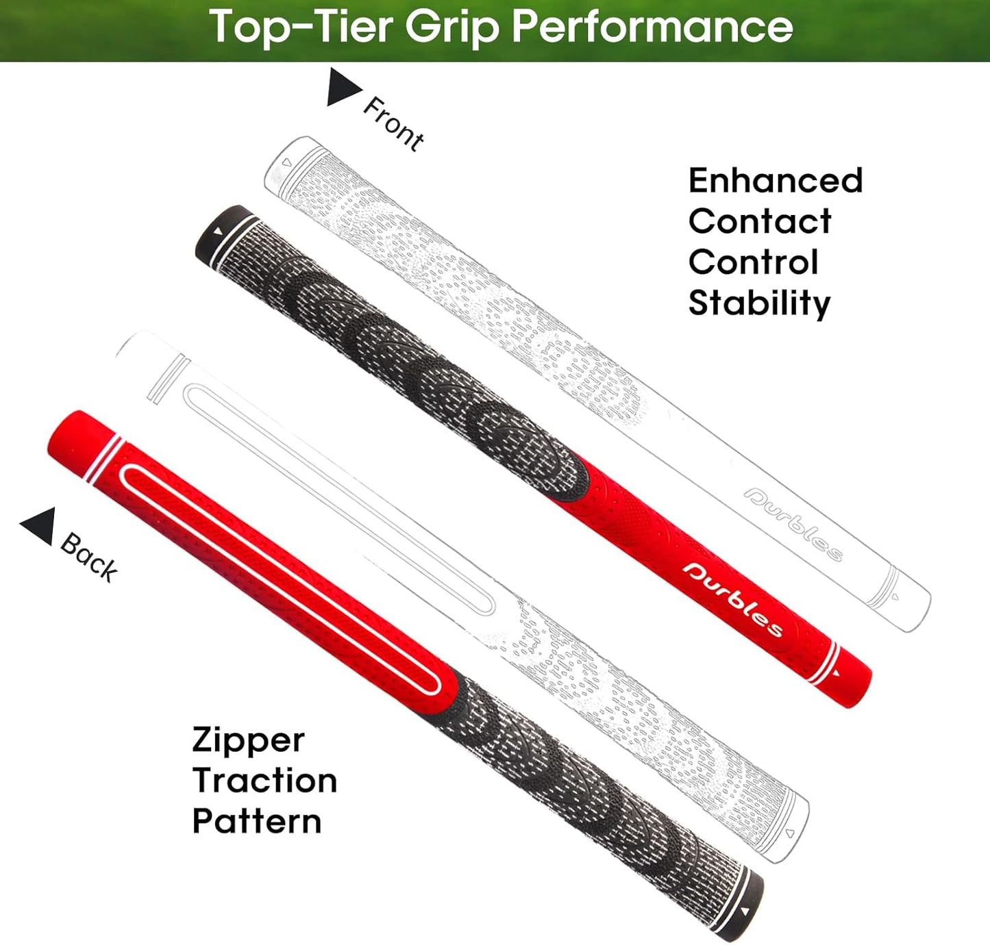 Golf Grips with Regripping Kit – All Weather Multi-Compound Golf Club Grips for Men & Women – Corded Rubber Grip Set – Standard & Midsize Wood and Iron Grip Kit – All Level Golfing Accessories