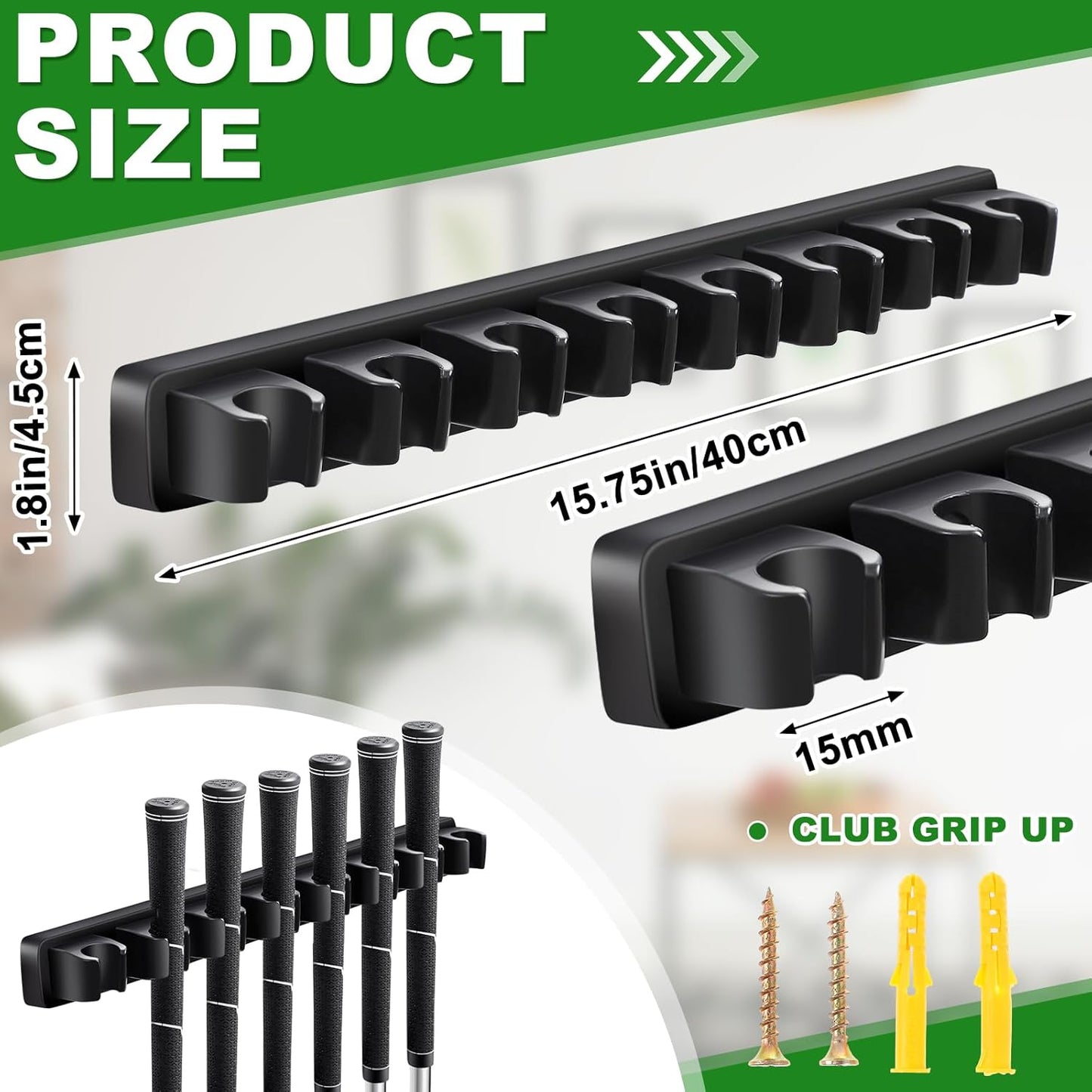 Wooden Golf Club Holder Wall Mount Golf Club Rack Hanger Organizer for Wall Display Garage Putters with Screws, Grip up Type