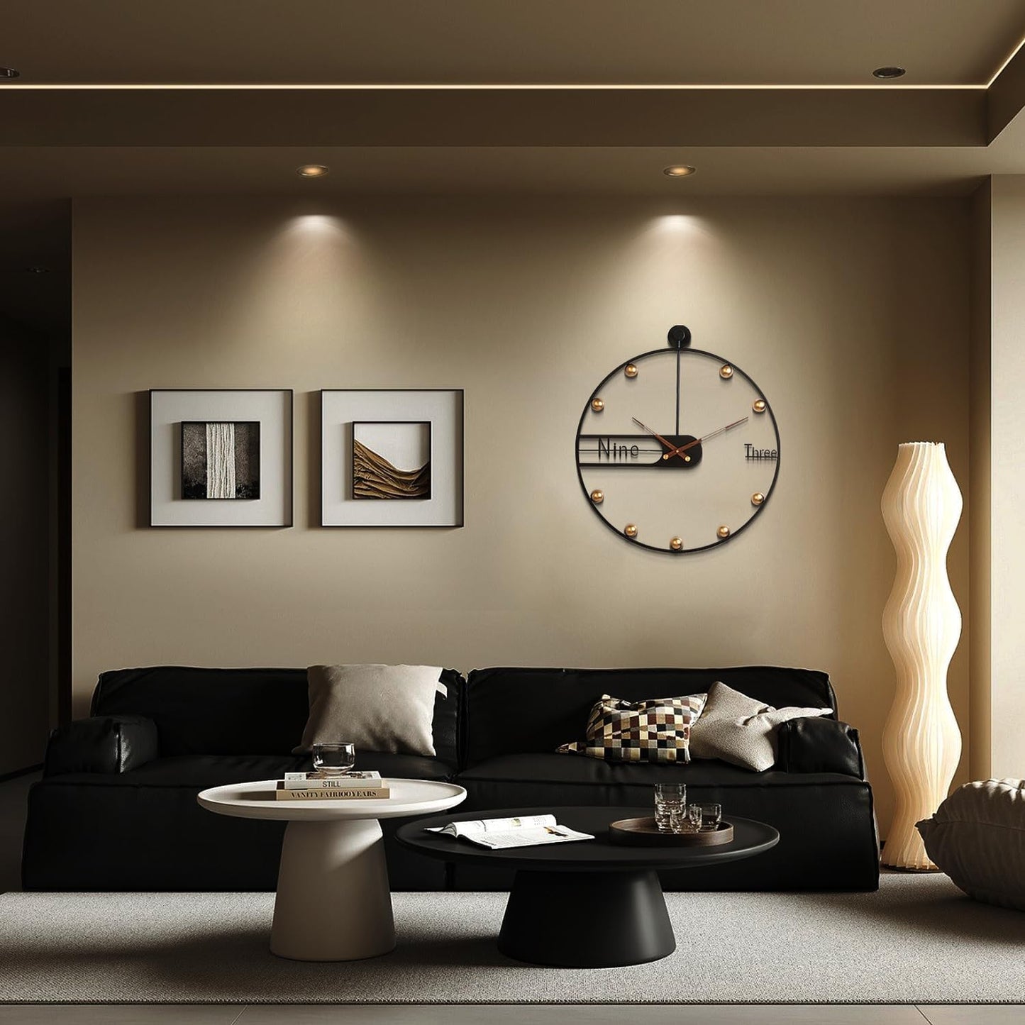 Modern Wall Clock for Living Room Decor Mid Century Metal Large Silent Gold Kitchen Big Wall Clock Art for Bedroom Decorative Office Non Ticking Battery Operated Wall Watch 24 Inch