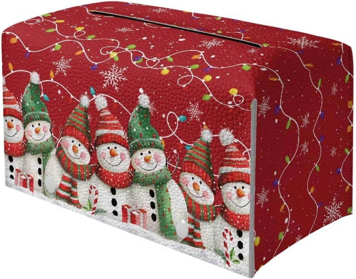 Christmas Large Tissue Box Cover Rectangle Cute Snowman Tissue Box Holder for Bathroom Soft PU Leather Toilet Tissue Holder Waterproof Christmas Decorations for Home