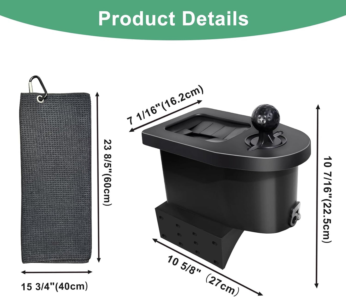 Golf Cart Ball Washer and Club Cleaner Kit with Golf Towel for EZGO, Club Car, Yamaha, Advanced EV, Star EV, Universal & Detachable