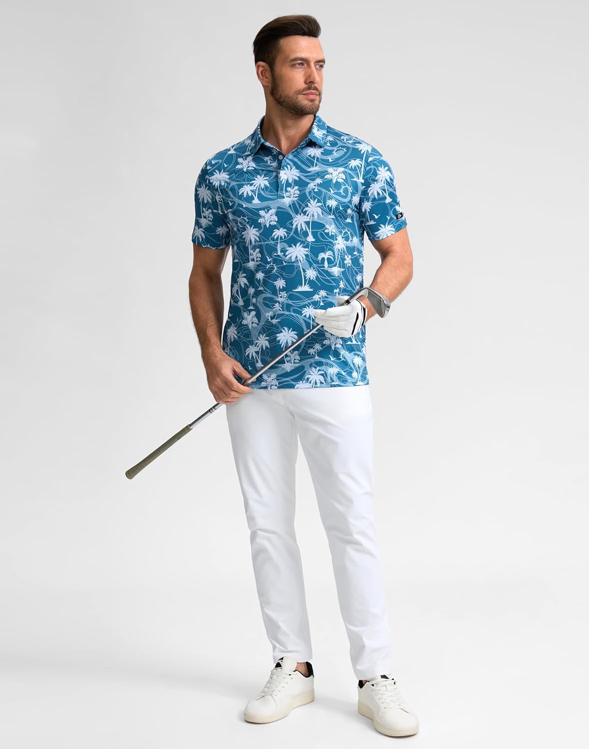 Obla Mens Golf Polo Shirts Short Sleeve Dry Fit Performance Moisture Wicking Casual Print Collared Golf Shirts for Men