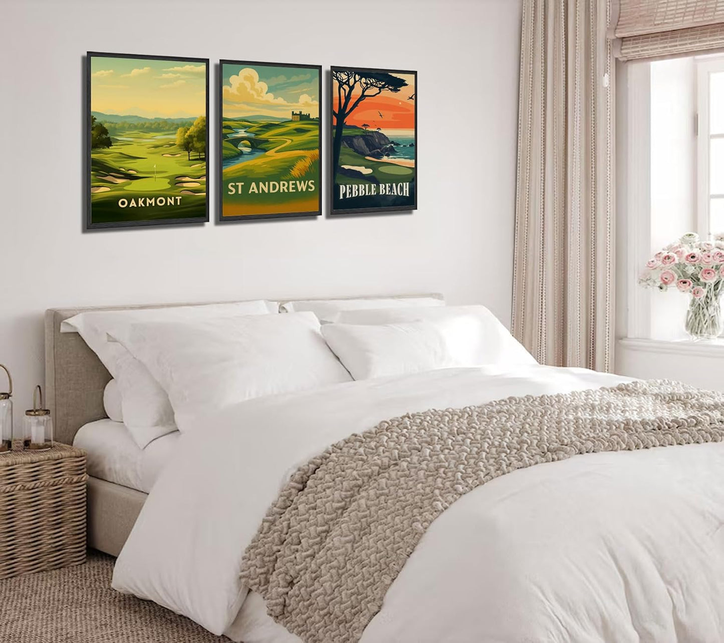 3 Pcs Golf Course Poster Wall Art Country Club Sports Painting Picture Wall Decor Picturesque Golf Course Poster Print Artwork Of Modern Home Office Bedroom Gallery Living Room Home Home Decoration