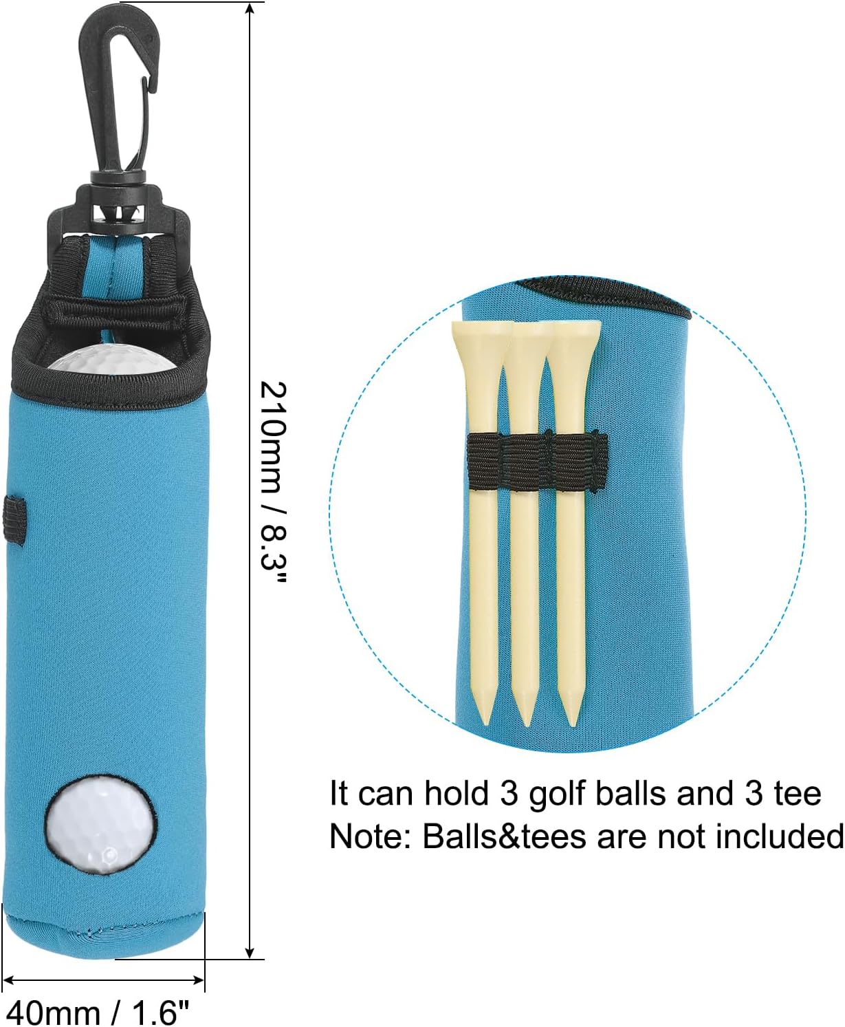 PATIKIL Golf Ball Carry Bag, Golf Tee Holder Pouch Portable Neoprene Golf Ball Holder with Clip for Men and Women Storage Gifts