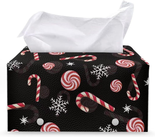 Christmas Tissue Box Cover Rectangle Snowflake Decor Tissue Box Cute Tissue Holder with Large Capacity for Home Bathroom Kitchen