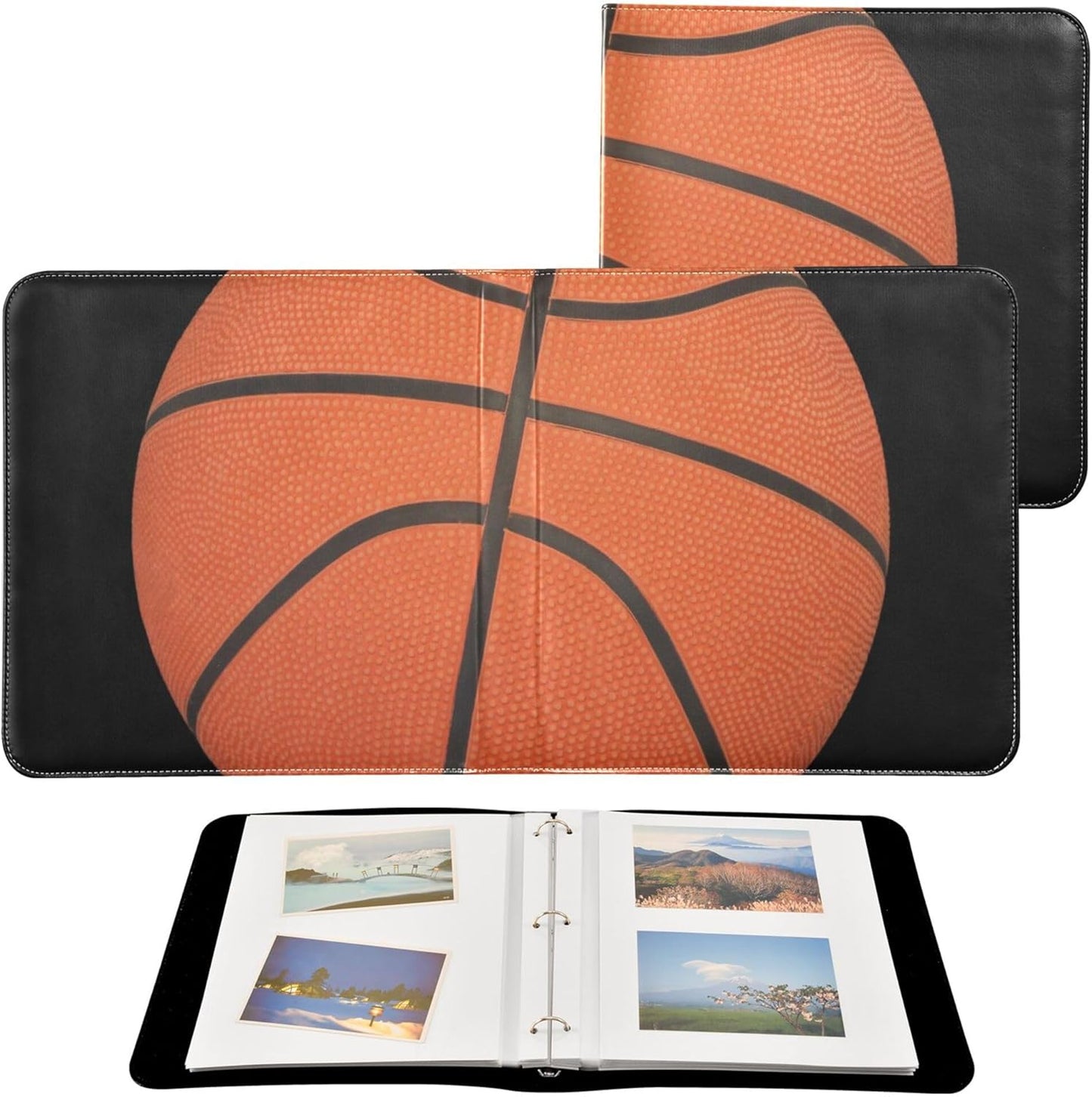 Fisyme Basketball Photo Album Self Adhesive DIY Scrapbook Album for 2x3 4x6 5x7 6x8 Pictures 20 Pages Memory Book for Family Wedding
