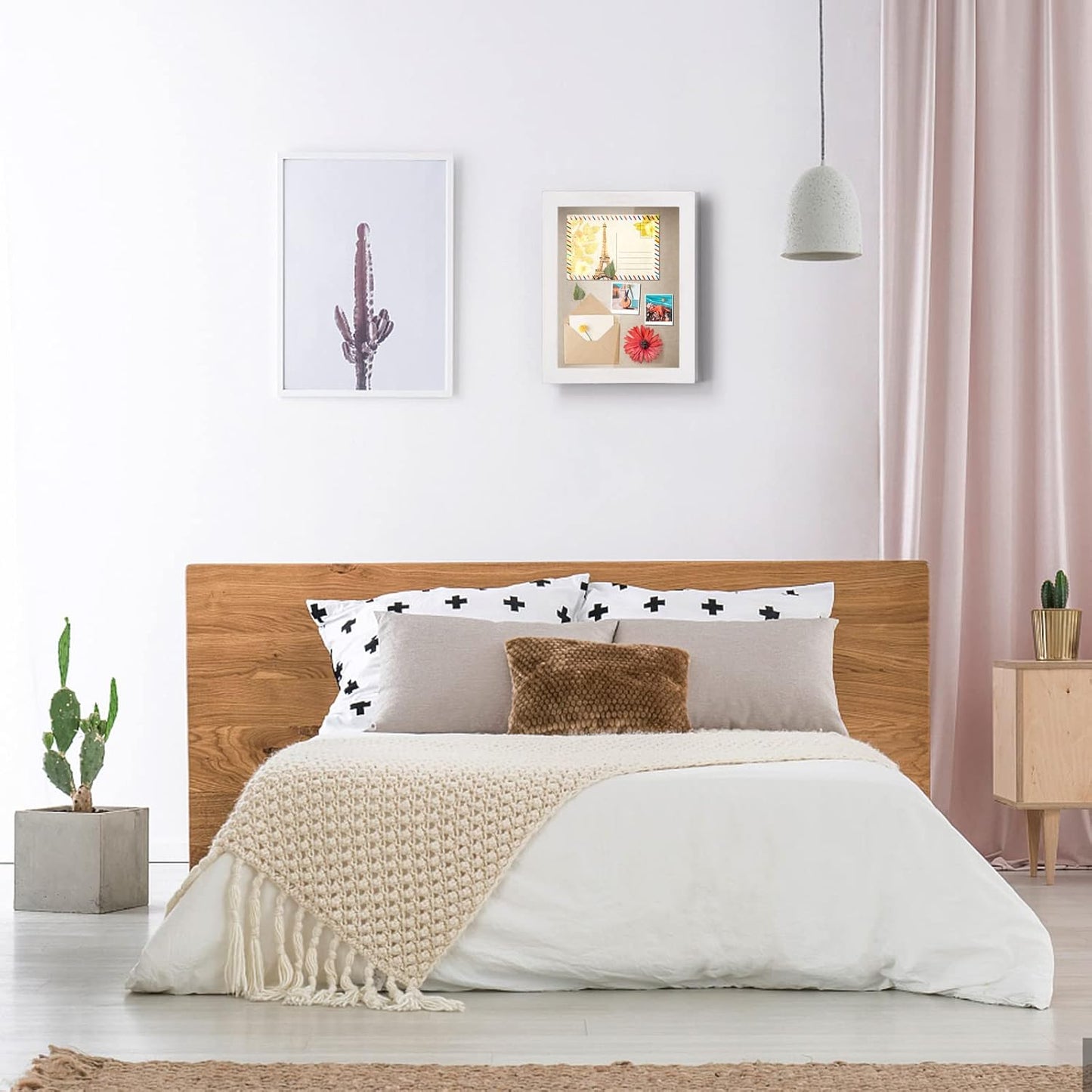 Love-KANKEI Shadow Box Frame 8x10 Shadow Box Display Case with Linen Back Memorabilia Awards Medals Photos Memory Box Gift Rustic White