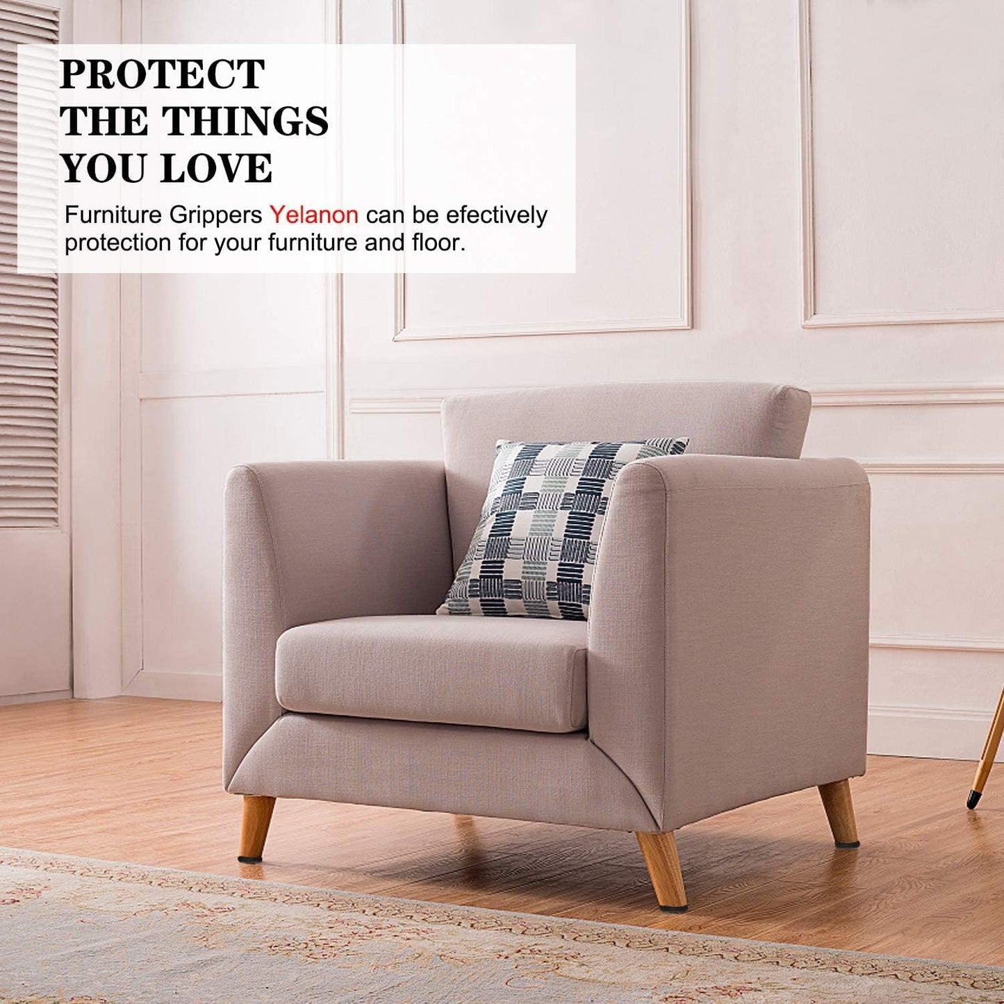 Yelanon Non Slip Furniture Pads-12pcs 2" Furniture Grippers Hardwood Floors Non Skid for Furniture Legs Self Adhesive Rubber - Feet Anti Slide Furniture Floors Protectors for Keep Couch Stoppers