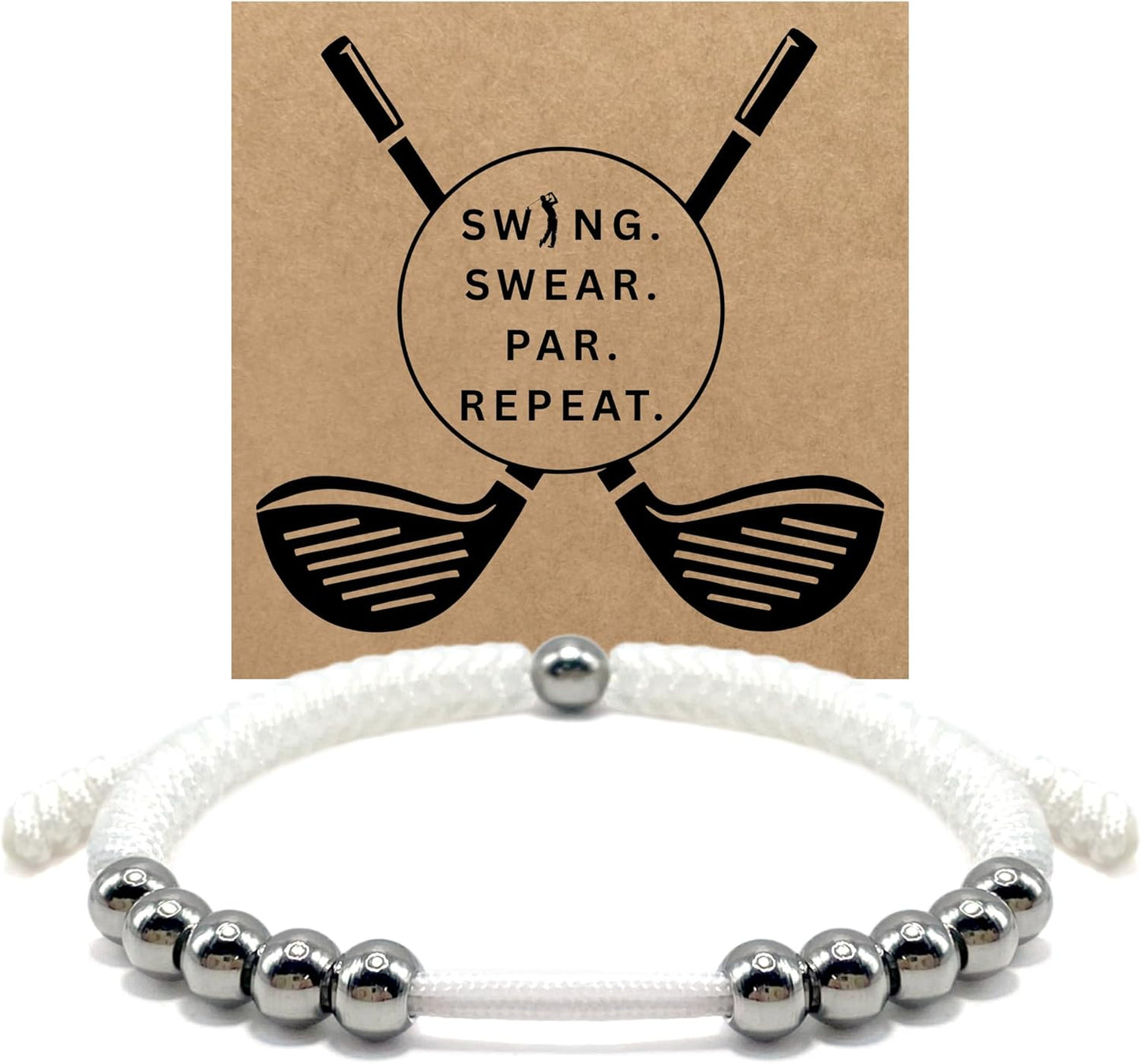 LAMIBEE Premium Golf Stainless Steel 10 Bead Score Counter Bracelet, Golf Stroke Count Bracelet, Resizable Easy Adjust Golf Round Scoring Tracker, Durable Stylish Golf Accessory