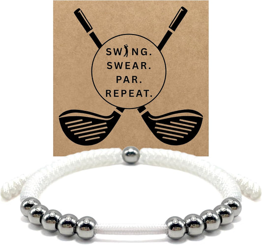 LAMIBEE Premium Golf Stainless Steel 10 Bead Score Counter Bracelet, Golf Stroke Count Bracelet, Resizable Easy Adjust Golf Round Scoring Tracker, Durable Stylish Golf Accessory