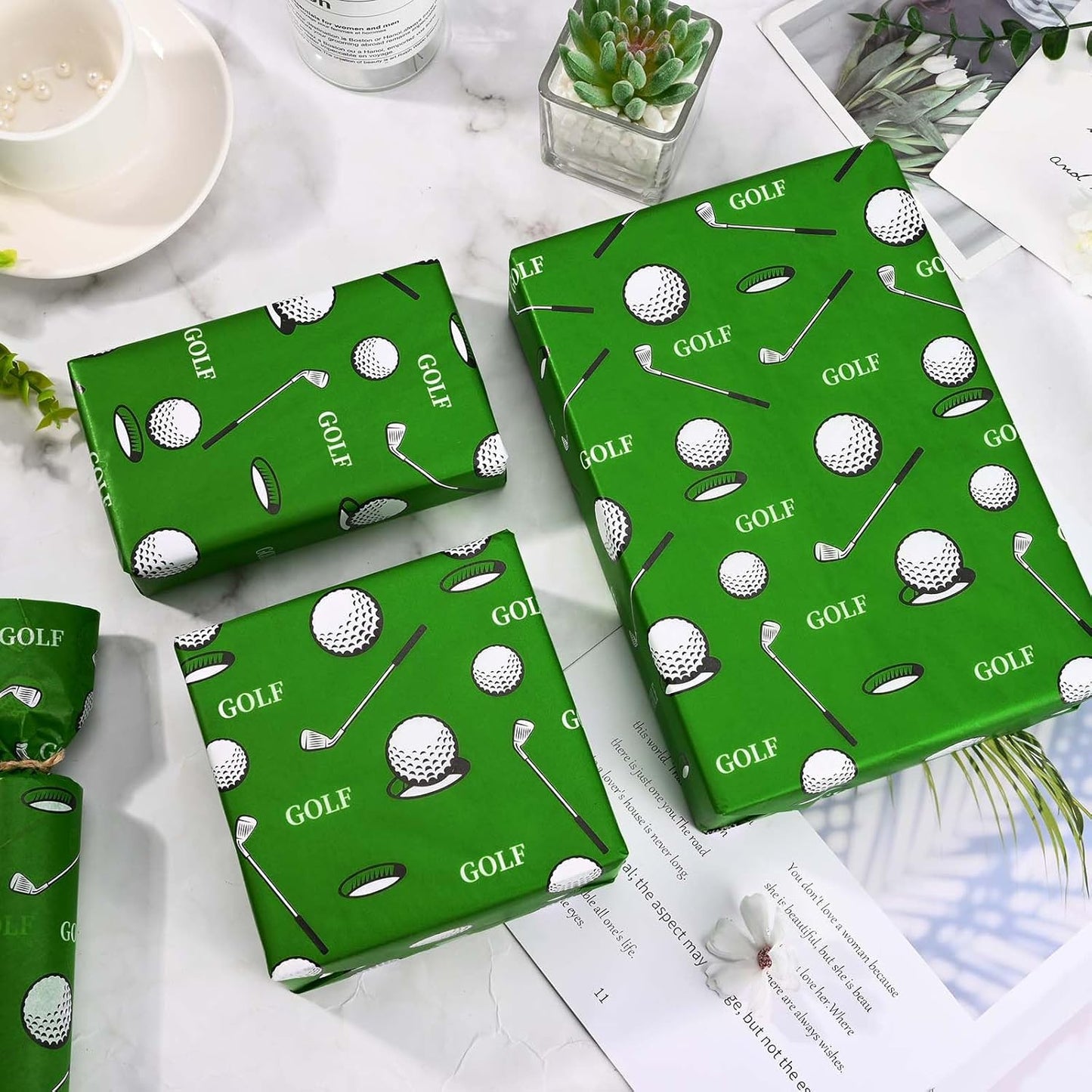 Sanixin 100 Sheets Golf Tissue Paper Golf Sports Wrapping Paper for Golf Theme Party DIY Crafts, 14 x 20 Inches