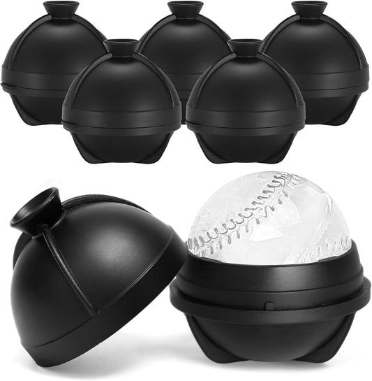 6 Pack Baseball Ice Cube Mold 2.5 Inch Large Silicone 3D Baseball Ice Cube Molds Fun Shapes Novelty Baseball Cube Molds Christmas Gifts for Cocktails, Bourbon, Brandy, Whiskey (6, Baseball)