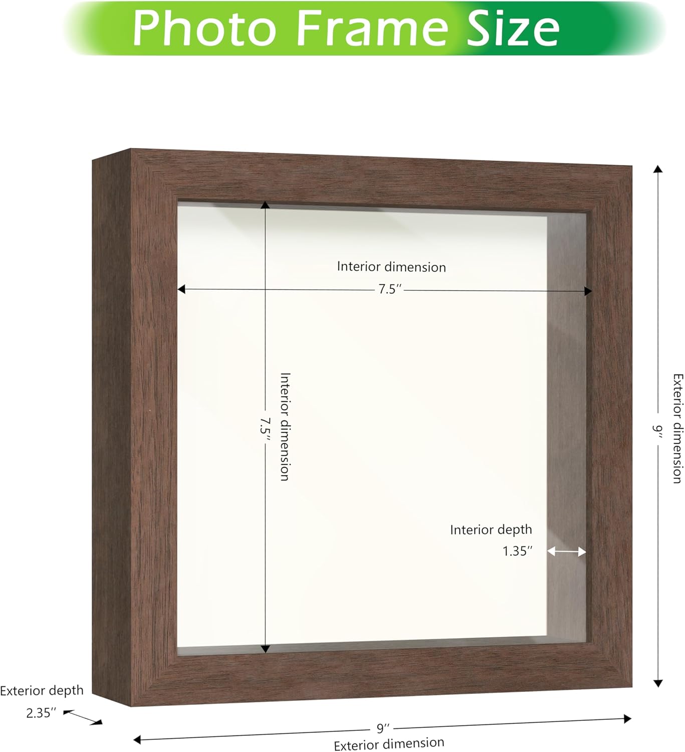 FrameWorks 8” x 8” Dark Oak Wooden Shadow Box Frame – Display Case with Soft Felt Back, Memory Box with Tempered Glass, Display Box with Elegant White Ball Push Pins, Wooden Flower Box