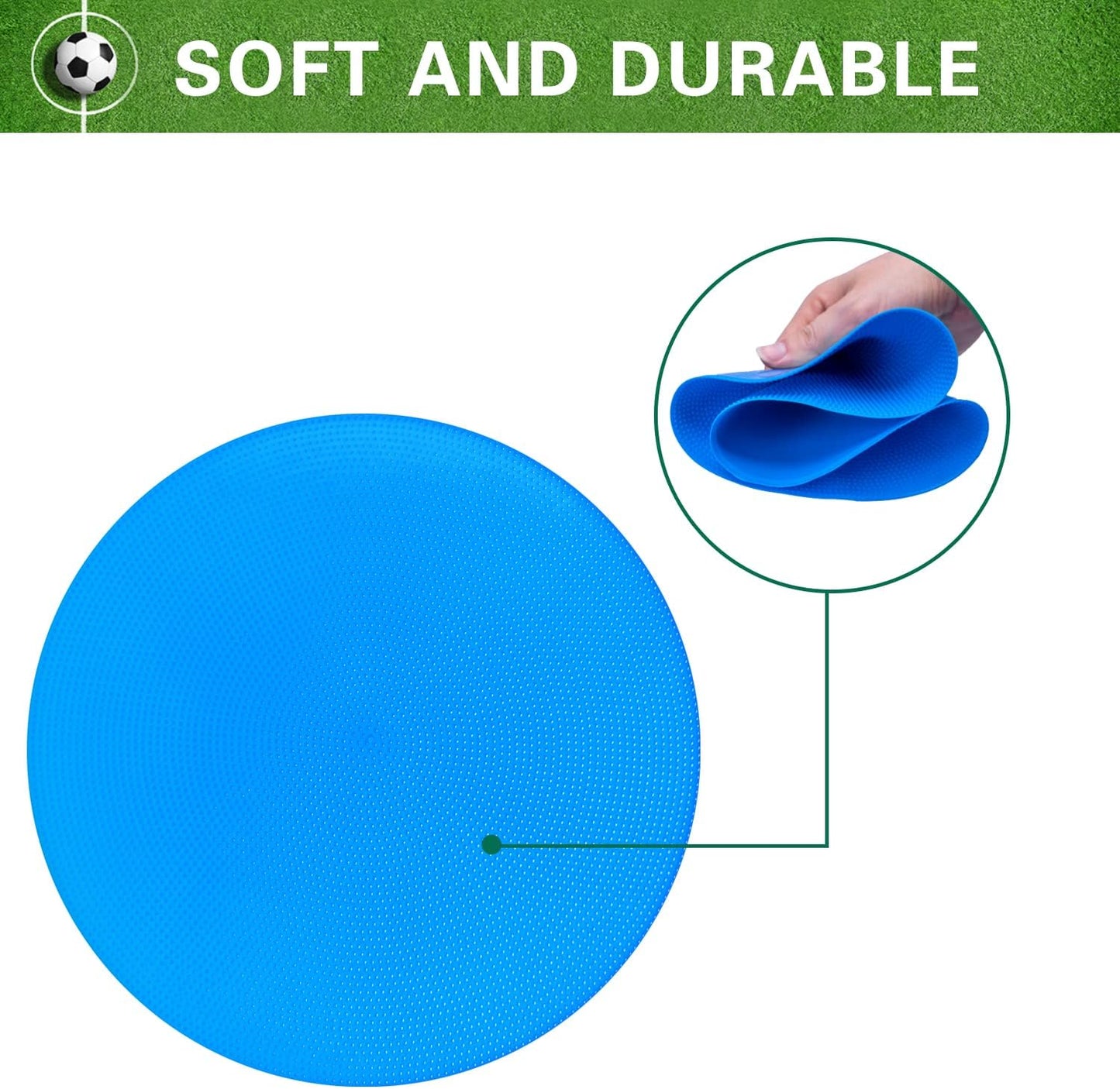 Poly Spot Markers 9 inch Non-Slip Rubber Agility Markers Flat Field Cones Floor Dots for Football, Soccer, Basketball Training Markers, School Activities, Exercise Drills, Social Distancing