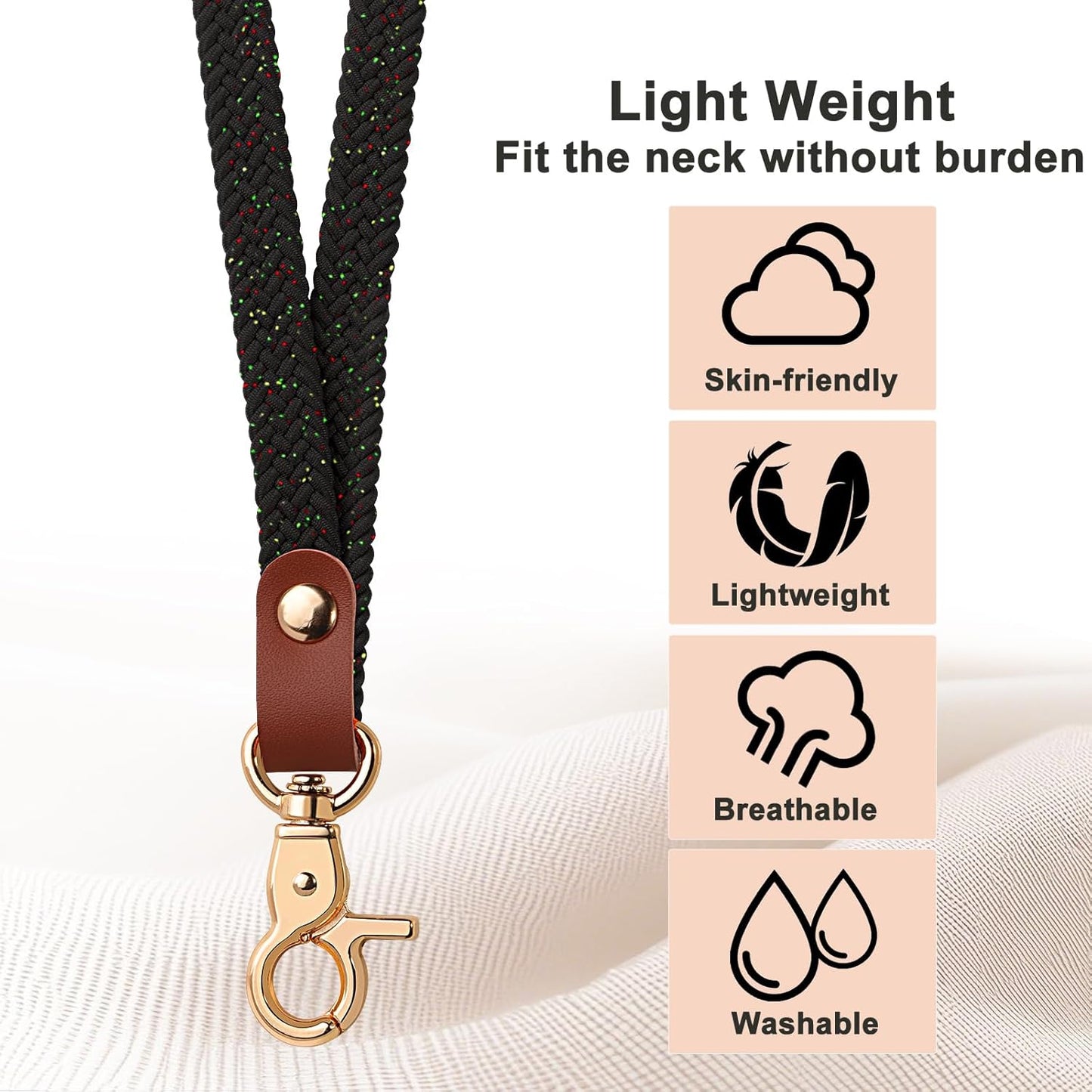 Fishent Stretchy Thin Lanyards for Keys ID Badges, Cute Long Teacher Neck Key Lanyard Keychains for Women Men Wallet Phone(Starry Night)