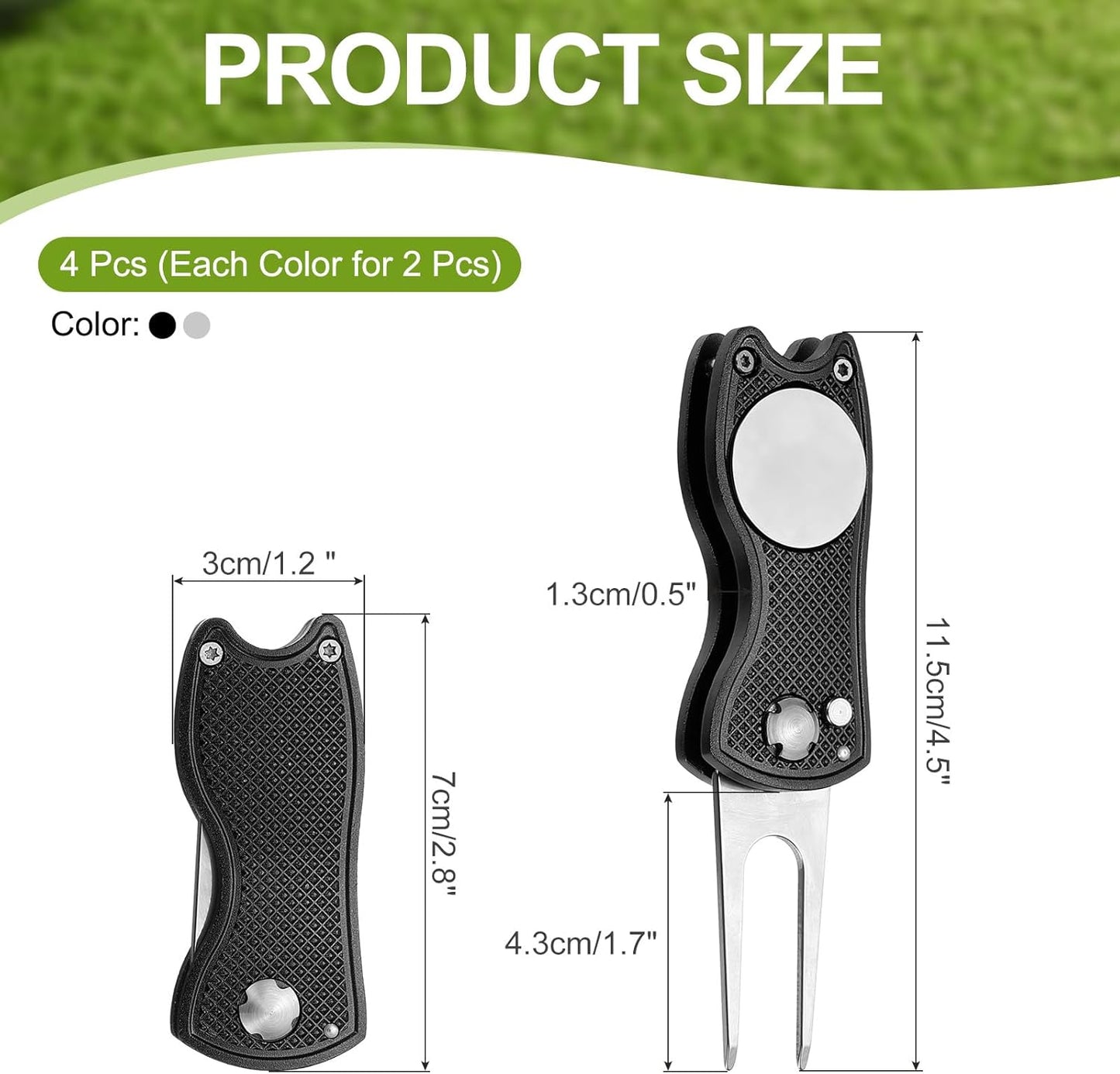 PATIKIL Golf Divot Repair Tool Foldable Metal Golf Green Divot Tool with Magnetic Ball Marker & Stainless Steel Fork