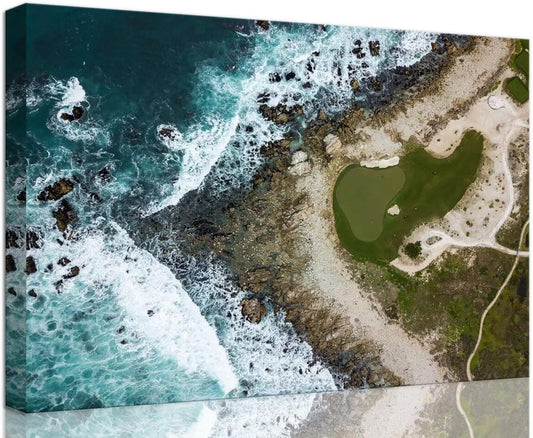 Pebble Beach Golf Course Wall Art Prints California Coastilne Picture Wall Decor for Living Room Bedroom Bathroom Home Decorations Pebble Beach Poster Framed Artwork Ready to Hang(18''H x 24''W)