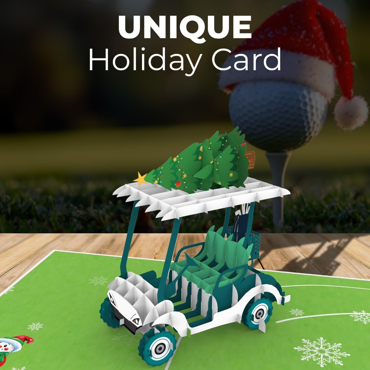 iGifts And Cards Golfing Through the Holidays 3D Pop Up Card - 6 x 8 mas Greeting with Envelope & Notecard, Seasonal Wishes, Christmas Joy on the Course, Ideal Holiday Card for Golf Enthusiasts