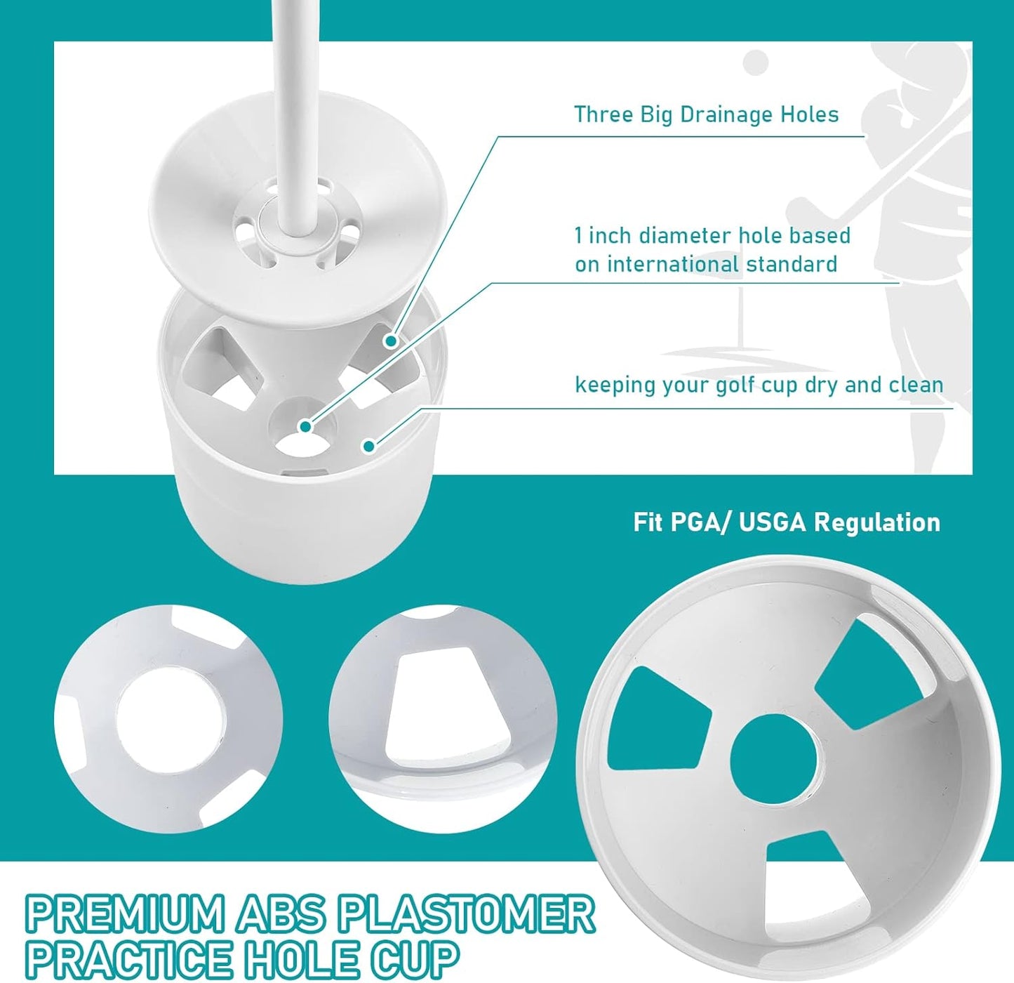 Deekin 6 Sets Golf Pin Flags Hole Cup Set Putting Green Flag for Yard Mini Practice Double Sided American Golf Flag Portable 2 Section Fiberglass USA Golf Flag, 6 x 8 Inches