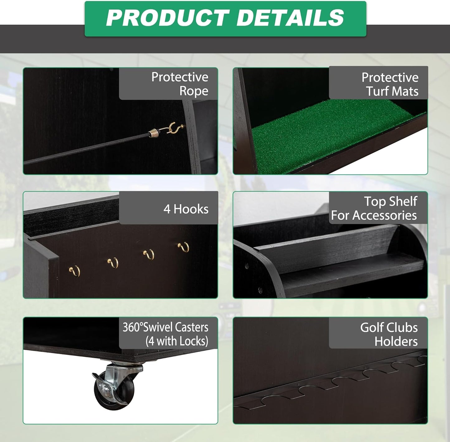 Golf Bag Organizer Storage Rack Stand Holder Fits 2 Extra Large Golf Club Bags and Multiple Golfing Equipment Accessories for Garage Home Simulator and Office