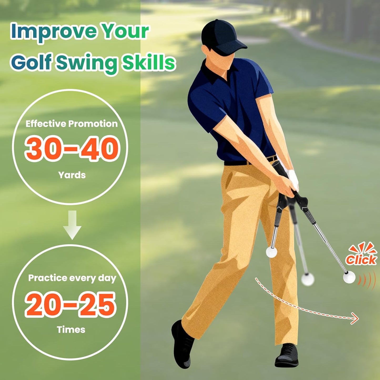 Retractable Golf Swing Training Aid， Golf Swing Trainer ，Right-Handed＆Left-Handed Golf Club for Indoor Practice,Golf Accessories，Tempo Training for Chipping Hitting