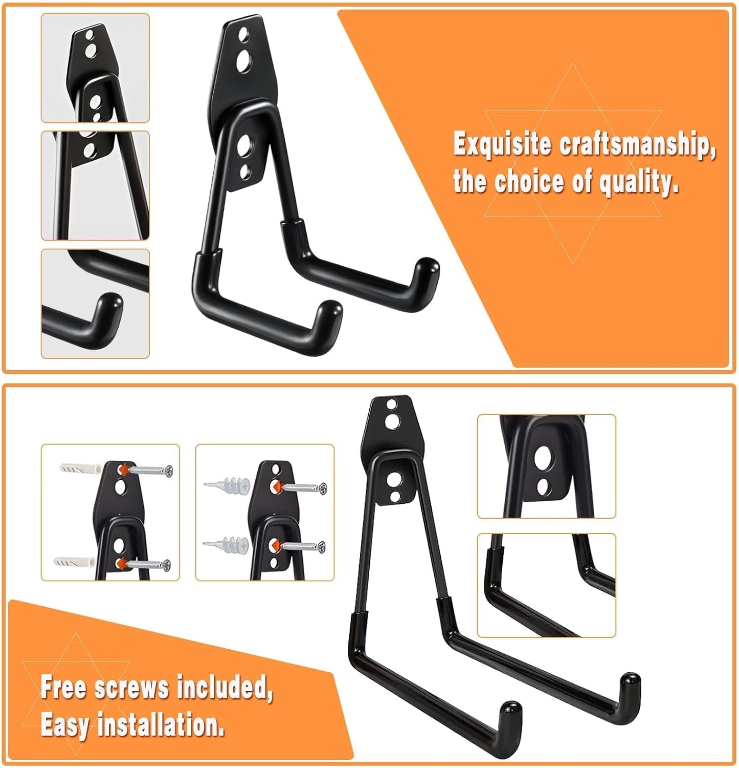 32 Pack Steel Garage Hooks Heavy Duty, Utility Wall Mount Hook with Anti-Slip Coating, Hanger & Organizer for Bulk Items, Bikes, Ladders, Power Tools, Ropes, and More Equipment