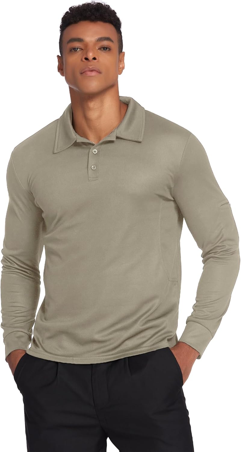Deyeek Men's Polo Shirts Long Sleeve Golf Polo Shirts for Men Quick Dry UPF 50+ Sun Protection Polos Casual Collared Shirts