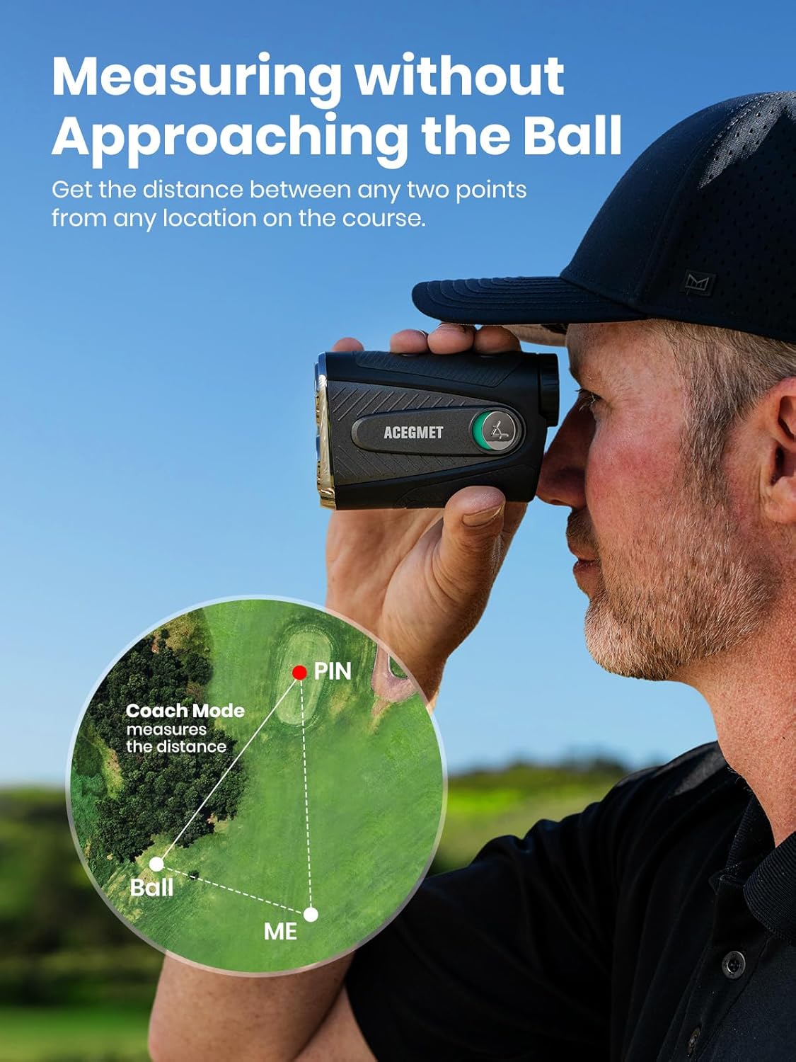 ACEGMET Golf Rangefinder with Slope & Coach Mode - 1300 Yards Laser Range Finder, Hybrid-pwr Rechargeable, 0.1s Flag Pin Locking Vibration, 7X Magnification, Dual-Color Display, Magnet