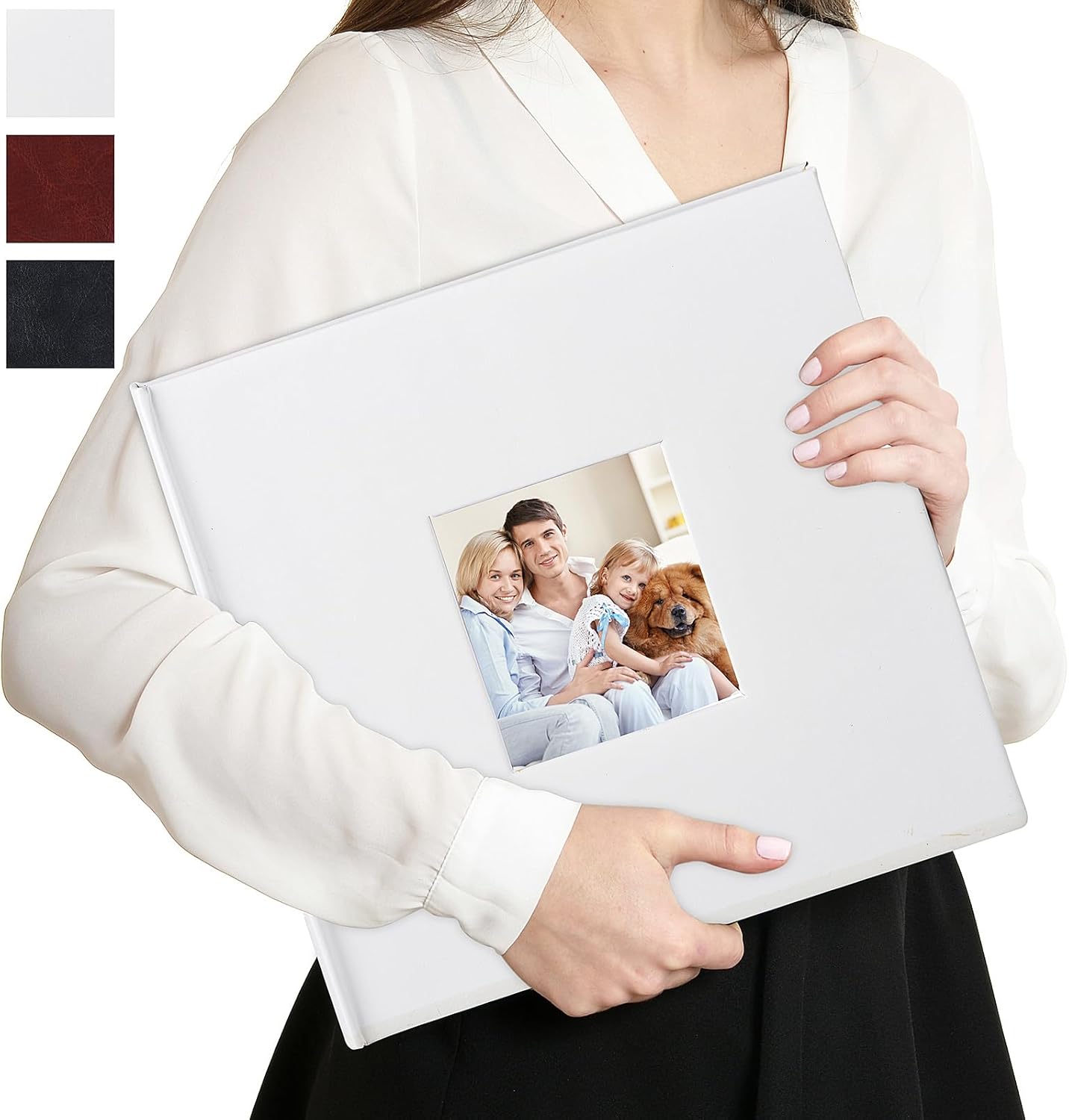 Leather Scrapbook Album DIY Set Scrap Book Album Hardcover Pictures Book 10.5"x10.5",DIY,Handmade for Anniversary,Family Memories,Couples,Friend&Baby,Accommodates 3x5 to 8x10 Photos (Leather-white)