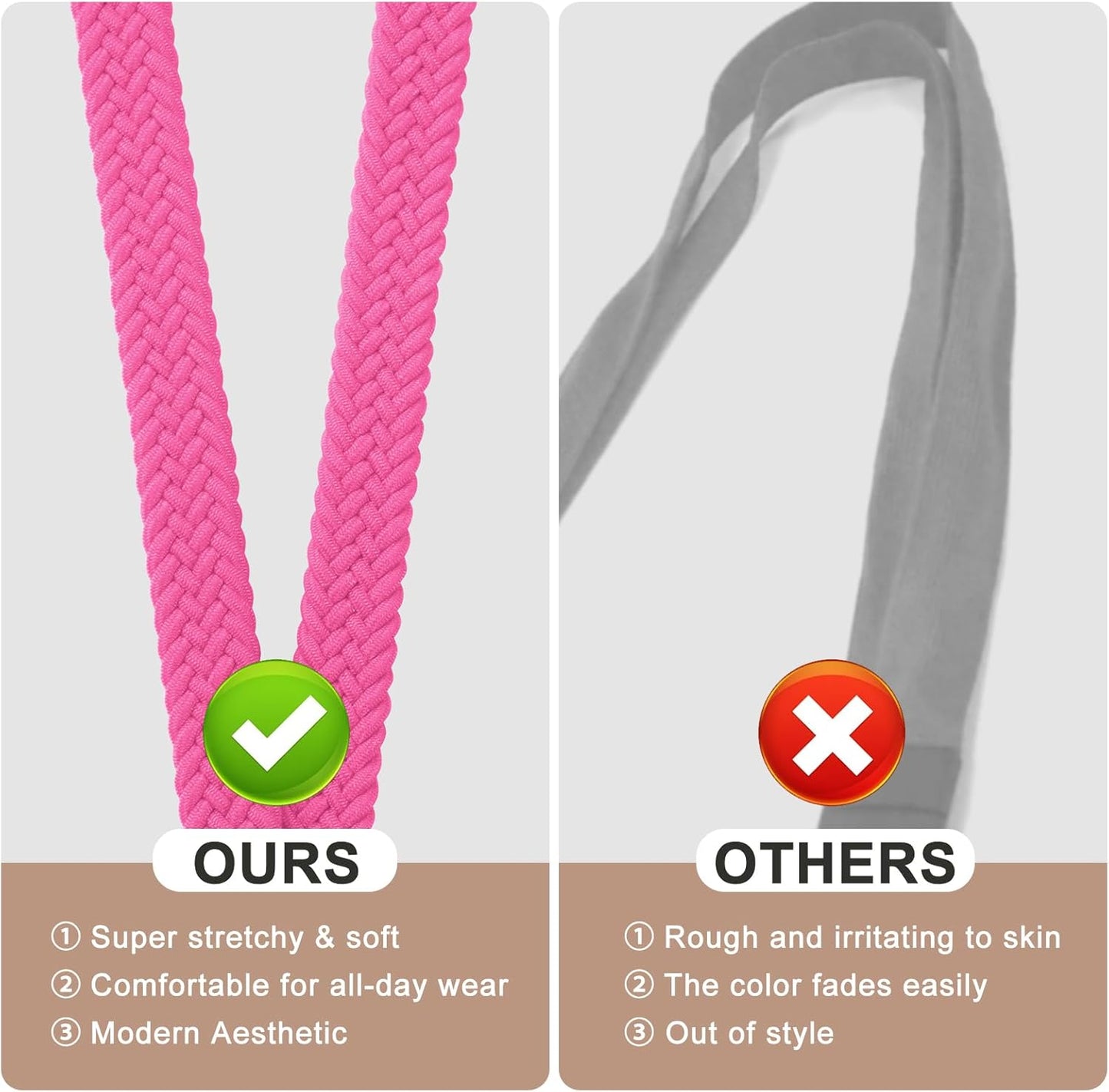 Fishent Stretchy Thin Lanyards for Keys ID Badges, Cute Long Teacher Neck Key Lanyard Keychains for Women Men Wallet Phone(Pink)