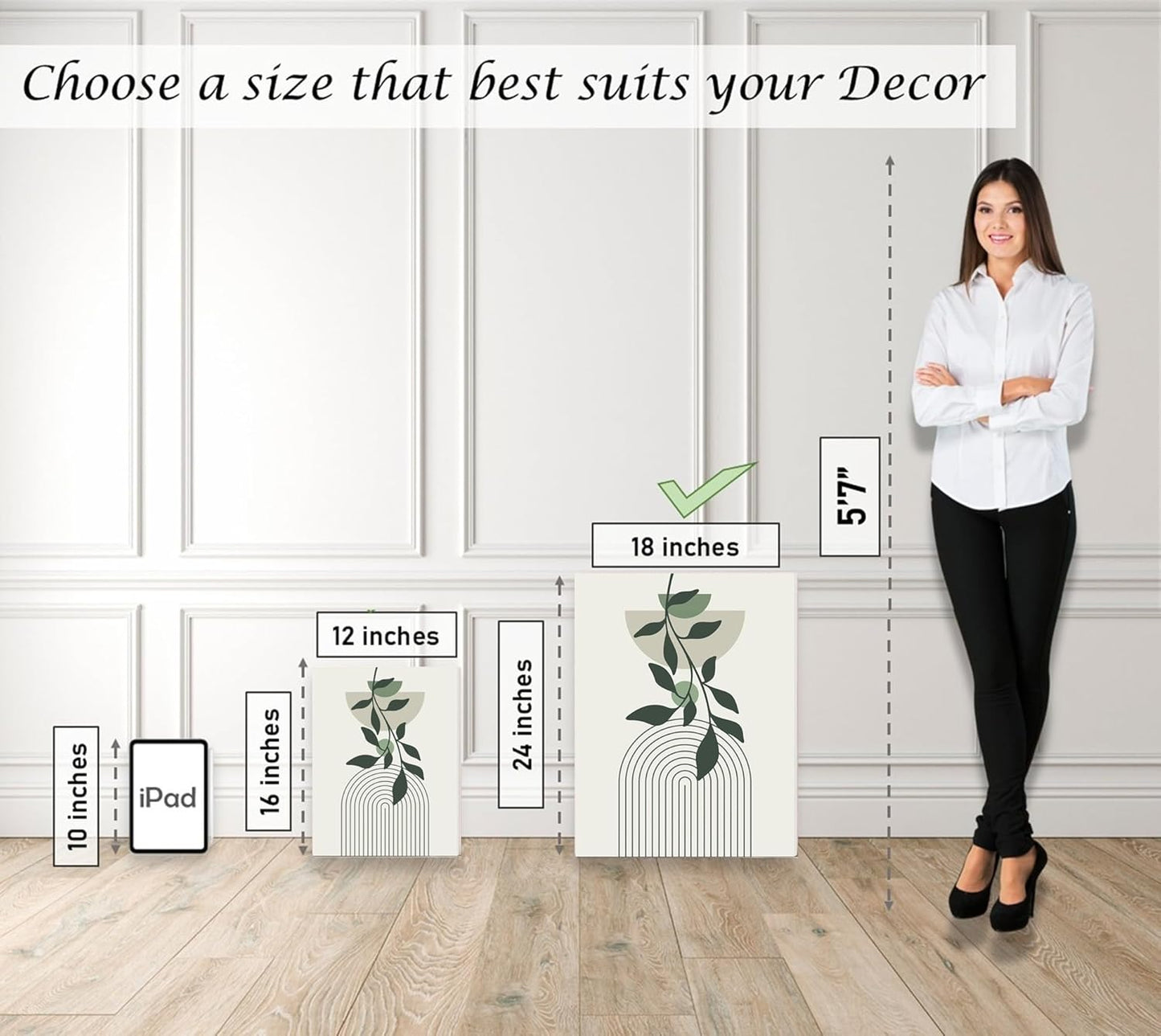 Induslyfe Large Framed Boho Canvas Wall Art Set of 3, Mid Century Modern room Decor, Minimalist Sage Green Botanical Boho Bathroom wall art 18x24 Abstract Geometric Canvas Prints Ready To Hang Bedroom