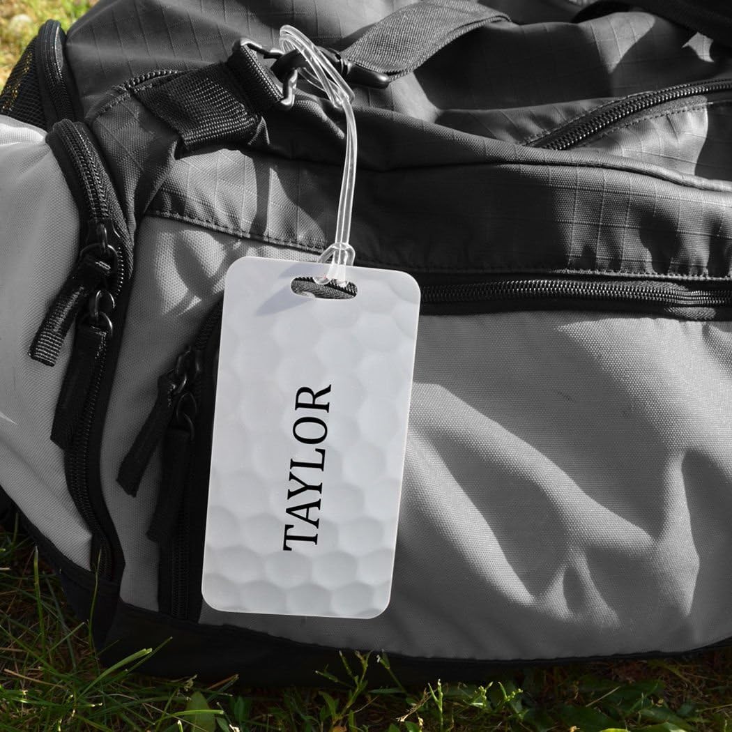 ChalkTalkSPORTS Golf Luggage & Bag Tag | Personalized Golf Ball Graphic | Standard Lines on Back | Large