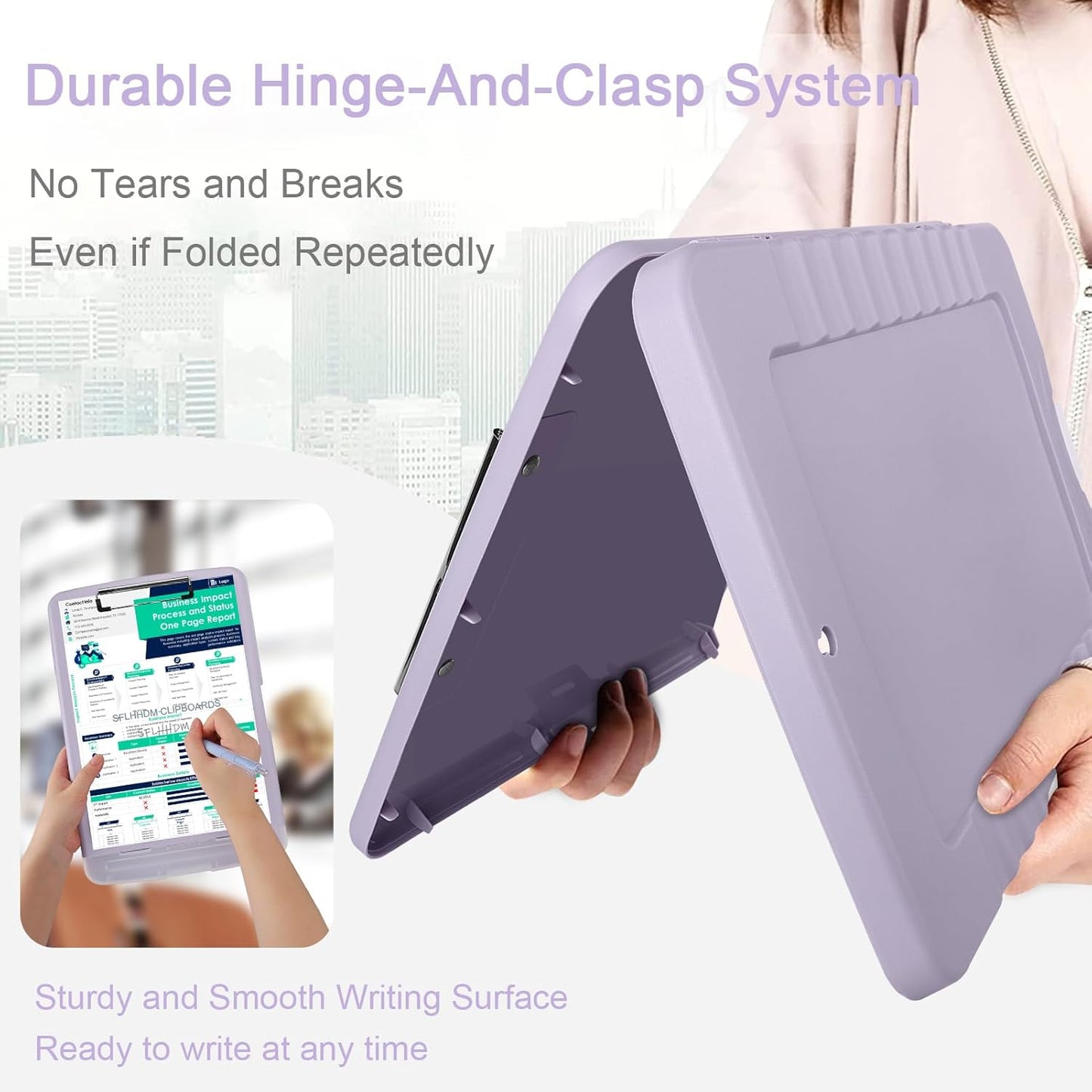Clipboard with Storage,Storage Clipboard with Pen Holder, A4 Binder Clip Boards 8.5x11 with Low Profile Clip,Side Opening Nursing Clipboards, Clipboards Folder for Office Supplies-Lavender