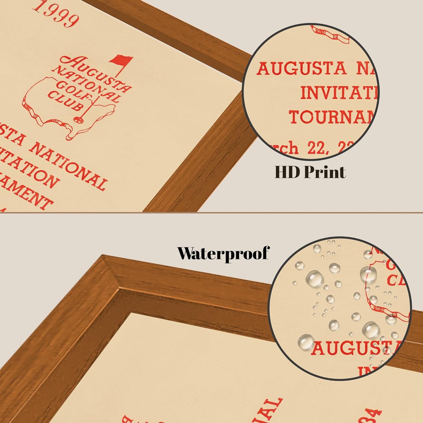 Framed Vintage Golf Wall Decor, Masters Golf Augusta National 1934 Tournament Wall Art Canvas Poster for Living Room Bedroom Office Decorations (16" x 24")