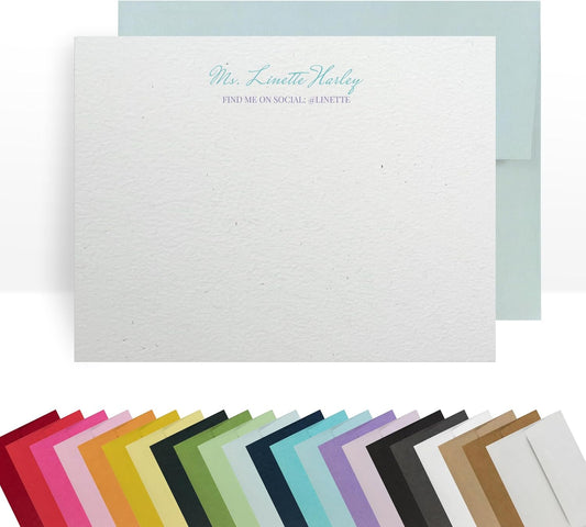 Personalized Note Cards – Custom Flat Stationery Set with Name – Personalized Thank You Cards – Elegant Personalized Stationery for Women (Linette Harley)