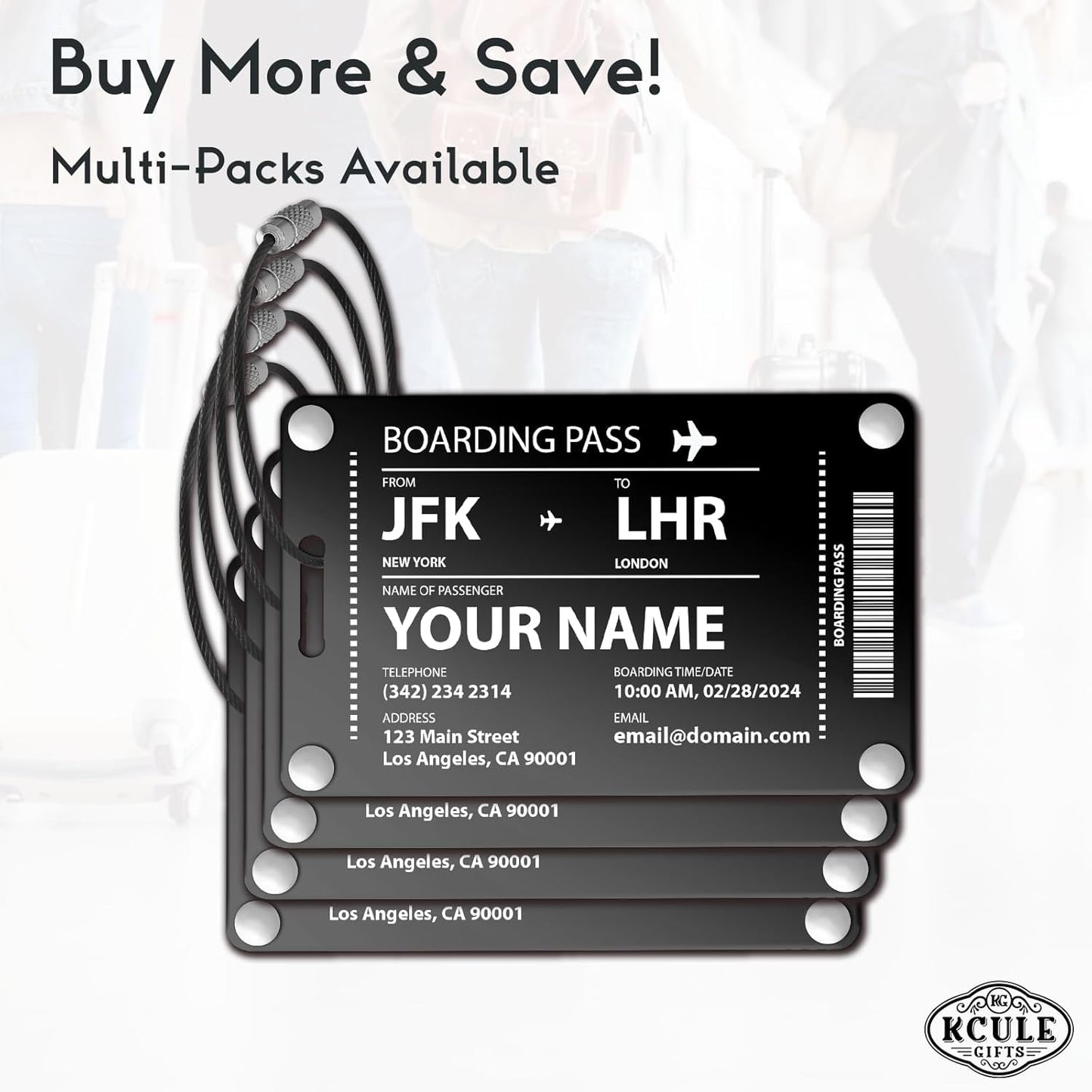 Luggage Tags for Suitcases: Boarding Pass Style Personalized Luggage Tags and Bags with Customizable Flight Details