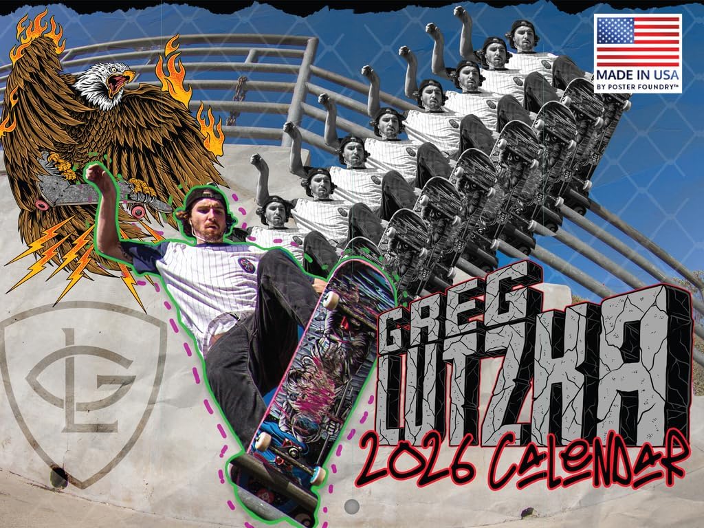 Greg Lutzka Skateboard Calendar 2026 Monthly Wall Calender 12 Month | American Made In The USA