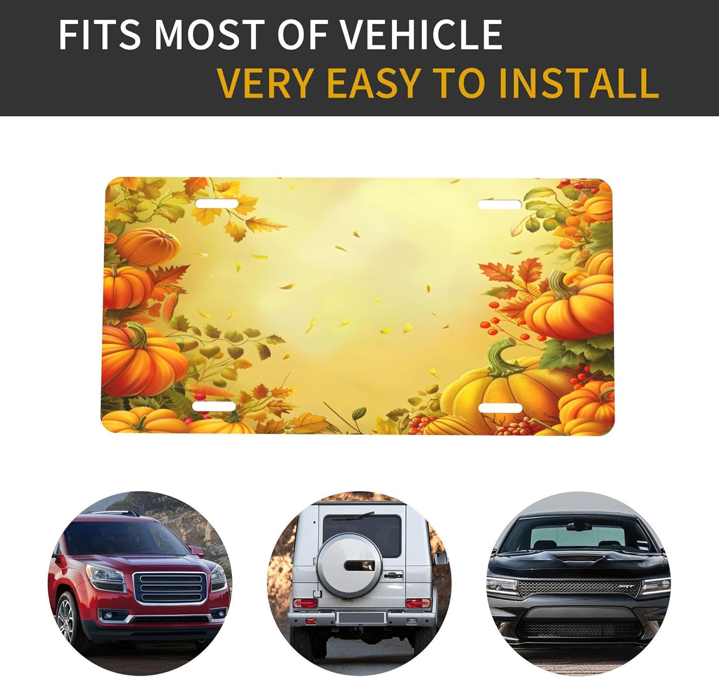 Custom License Plate Personalized Fall Autumn Funny Aluminum Front License Plates Decorative Rust-Free Metal Car Plate Covers for Women Men Car Tag Accessories fit Truck SUV Rv 12 X 6 in