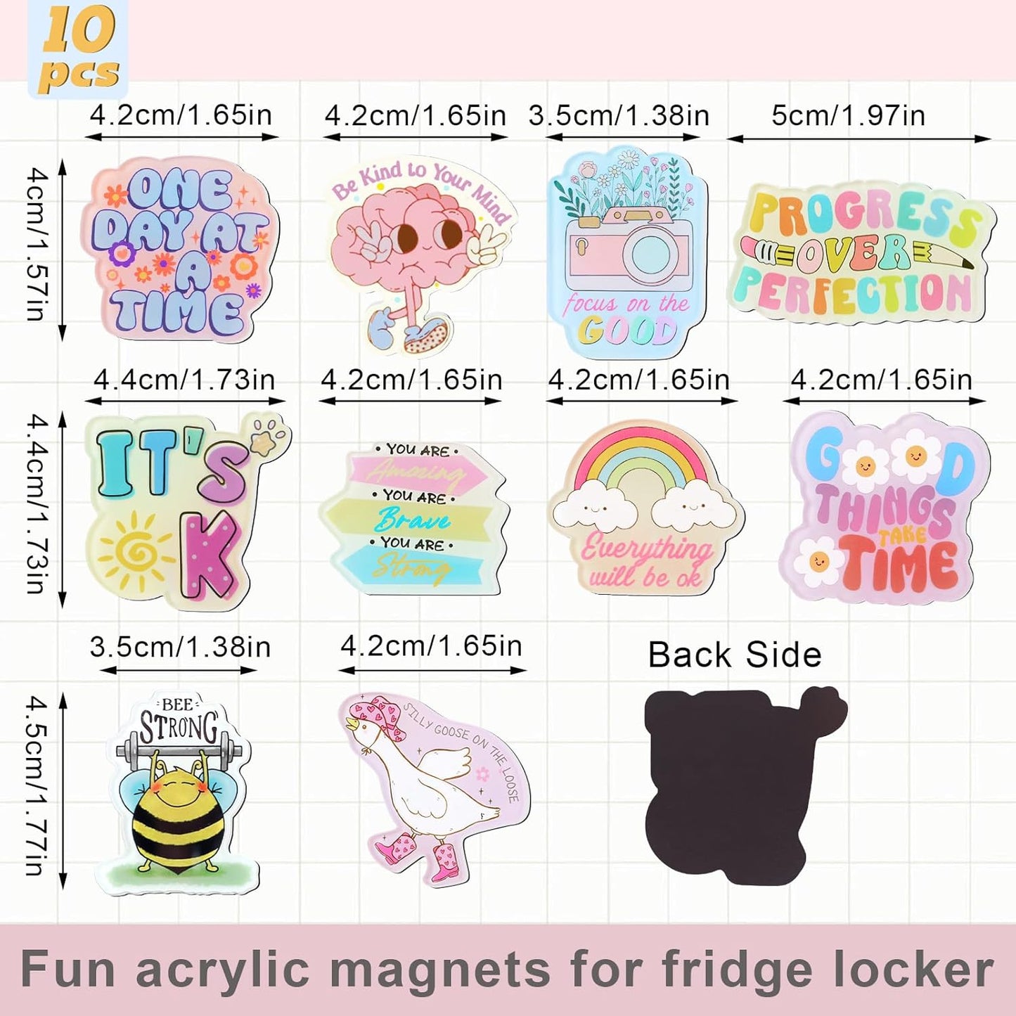 Weewooday 10 Pcs Inspirational Magnets for Refrigerator Fridge Cute Motivational Magnets Positive Quote Decoration Funny Acrylic Christmas White Elephant Gifts for Kitchen Cabinet Classroom Whiteboard