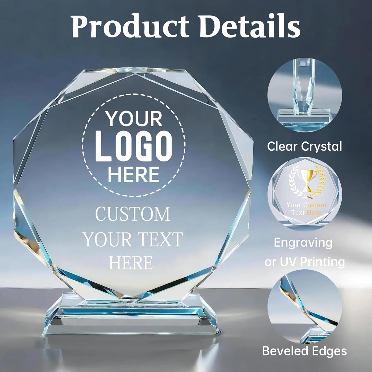 Personalized Trophy Award - Custom Crystal Awards and Trophies - Plaques Personalized Engraved - Thank You Gifts - Employee Appreciation Gifts for Cowokers, Recognition, Sports