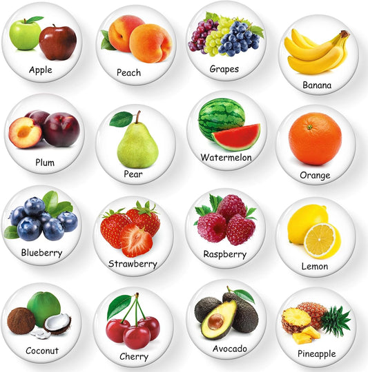 MORCART Fridge Magnets, 16PCS Food Fruit Magnets for Refrigerator Locker Whiteboard Decorative Magnetic Board Cabinets Classroom Office Cubicle School
