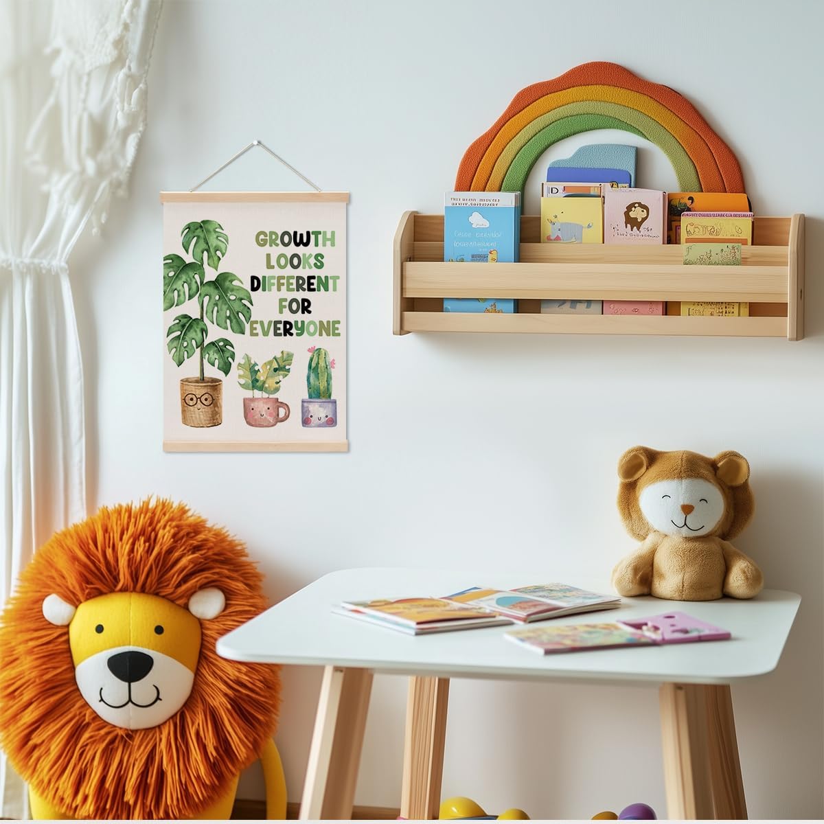 Inspirational Poster Hanger, Therapy Office Decor Growth Mindset Wall Decor Motivational Gifts Educational Posters Wall Art Wall Hanging Banner Classroom Toddler Room Nursery Home Baby Room Decor