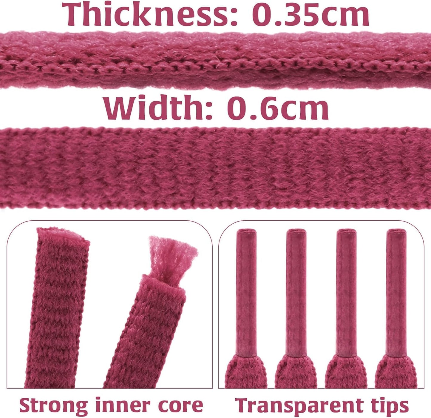 DELELE 2Pair Oval Shoes laces 42 Colors Half Round 1/4" Athletic ShoeLaces for Sport/Running Shoes Shoe Strings