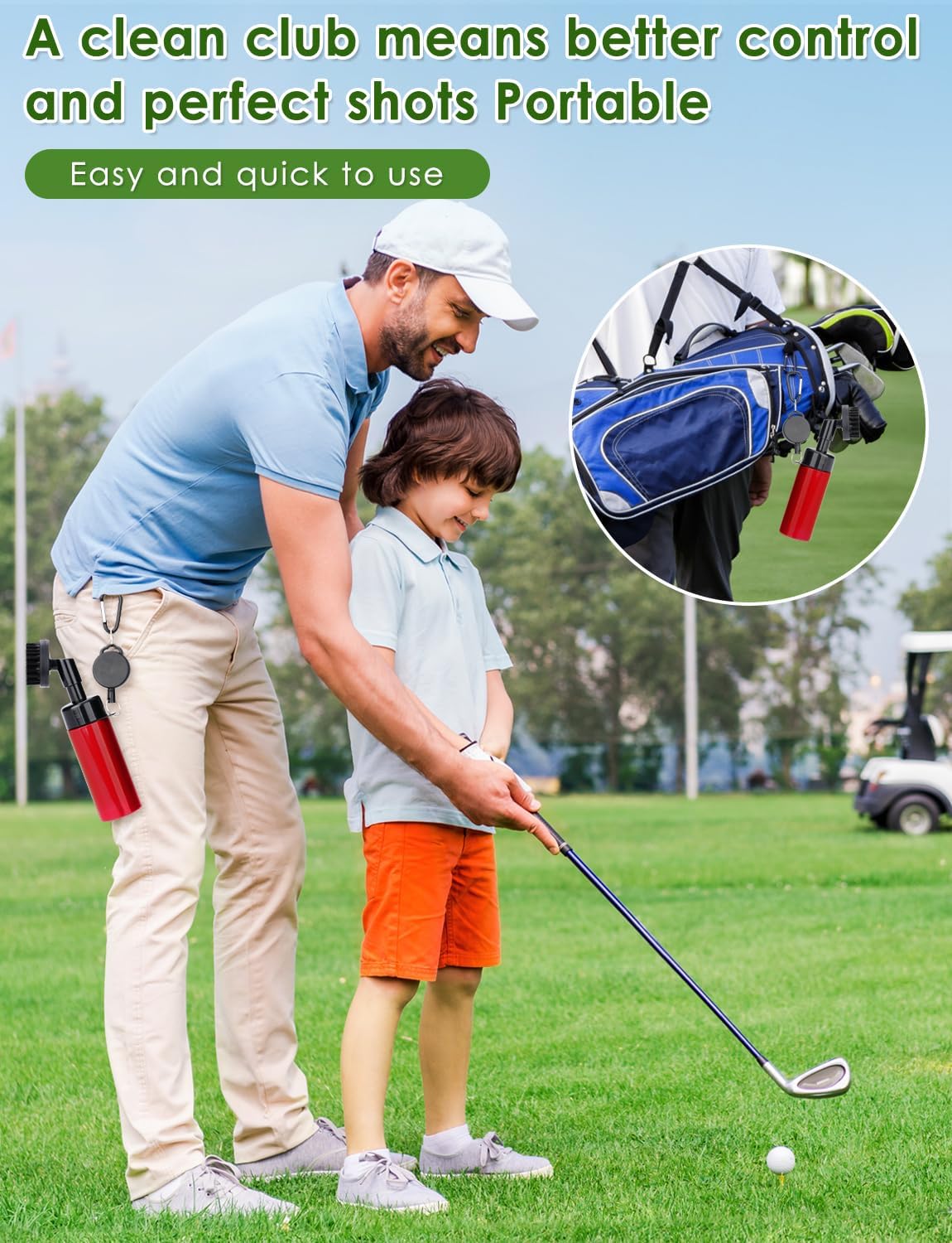Oasser Golf Club Cleaner Golf Club Brush with Retractable Clip and Squeeze Water Bottle 10.5 Inches Holds 5 Oz of Water, Golf Accessories for Men Women, Essentials Golf Gifts for Men, Red