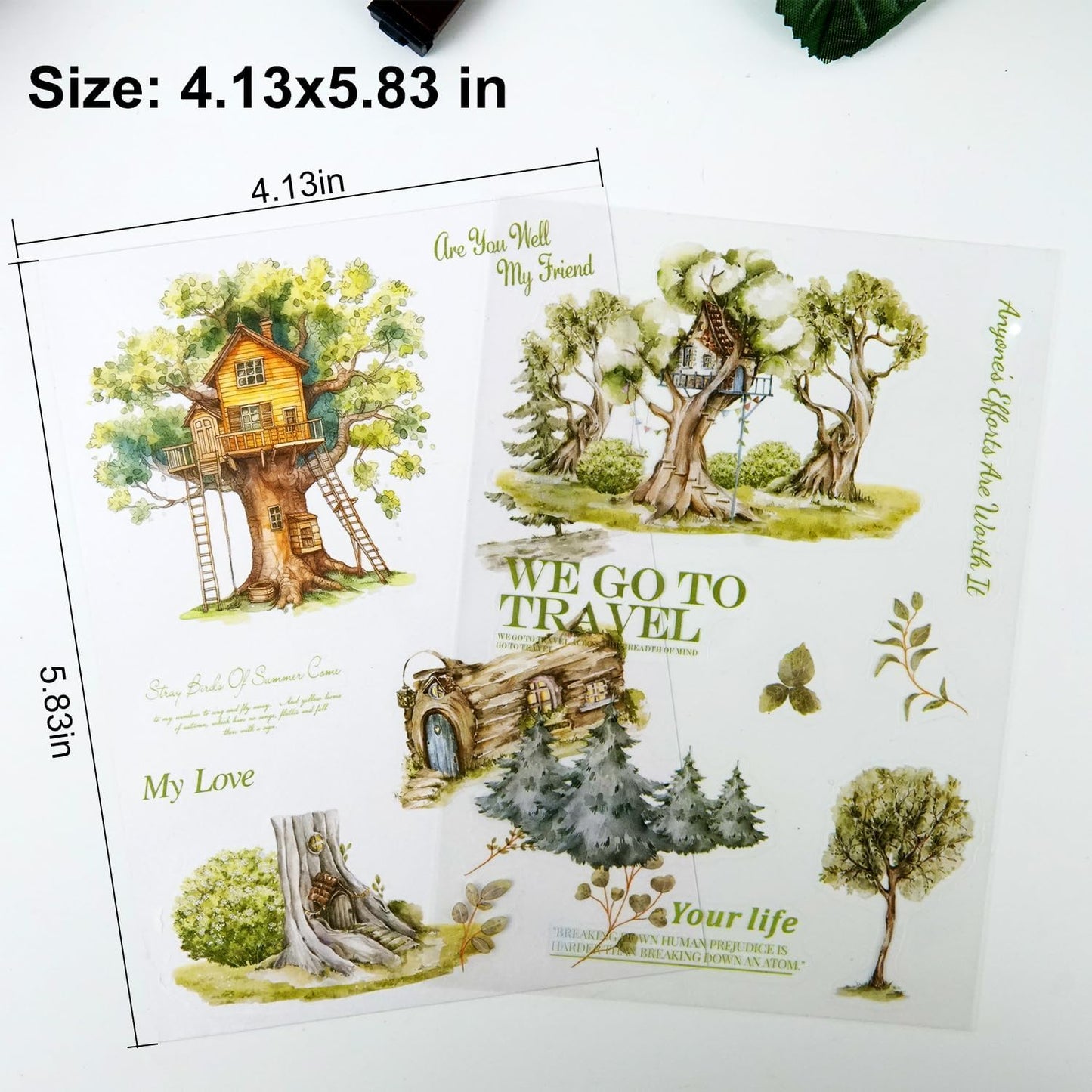 Forest Adventure Sticker Book Set, 20Sheets PET&Washi Pre-Cut Stickers for Scrapbooking, Journaling, DIY Crafts, and Art Supplies