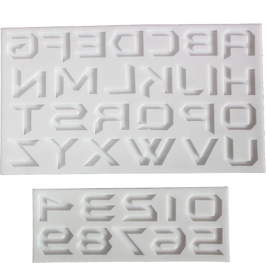 Stylish English Alphabets/Letters & Numbers Silicone Molds For Fondant Cake, Gum paste, Chocolate, DIY Cake Decorations (Angular)