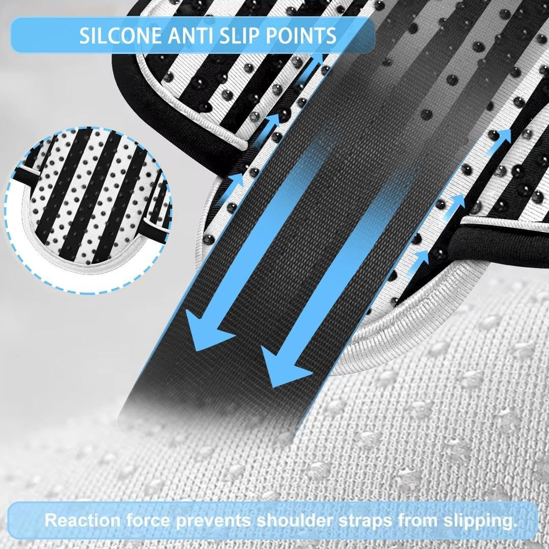 ZINZ 2-Pack Universal Shoulder Pad with Ultra Thick Cushion for Bag Luggage Bag Crossbody, Plus Long & Anti-Slip & Breathable,Black & White Stripes