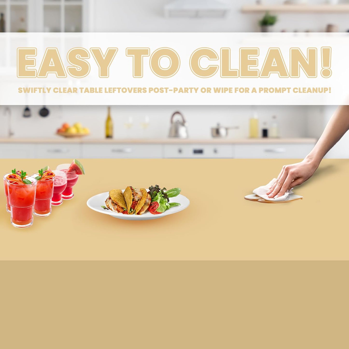 Grandipity 12 Pack Premium Disposable Plastic Tablecloth 54 Inch. x 108 Inch. Decorative Rectangle Table Cover - Ivory