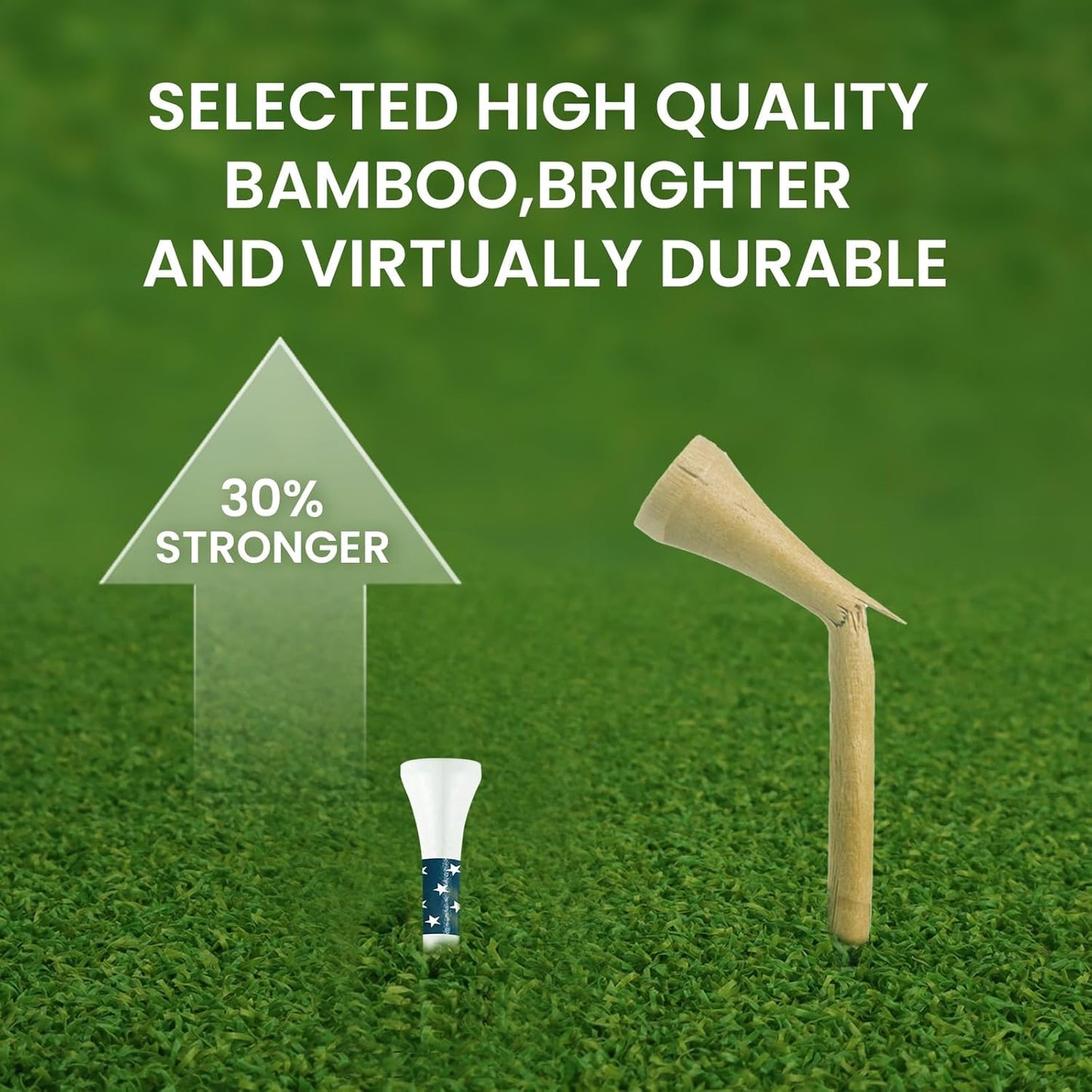 FINGER TEN Bamboo Golf Tees Wood 1 1/2 2 3/4 3 1/4 Inch Wooden Short Long Tee Color Bulk 250/500/1000/2000 Count for Men Women Kids in Red Pink USA Flag